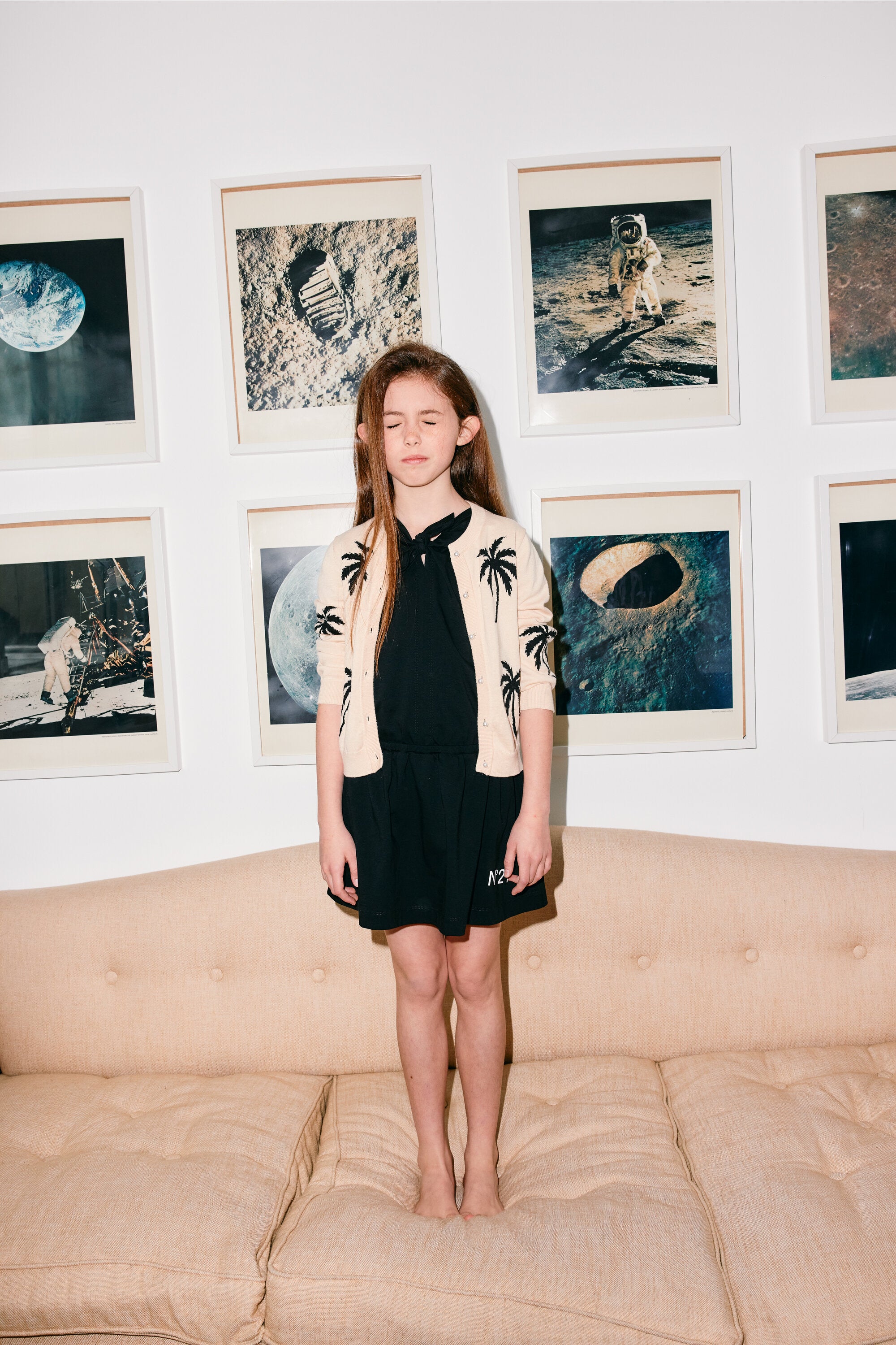 Cardigan en coton avec incrustation de palmiers