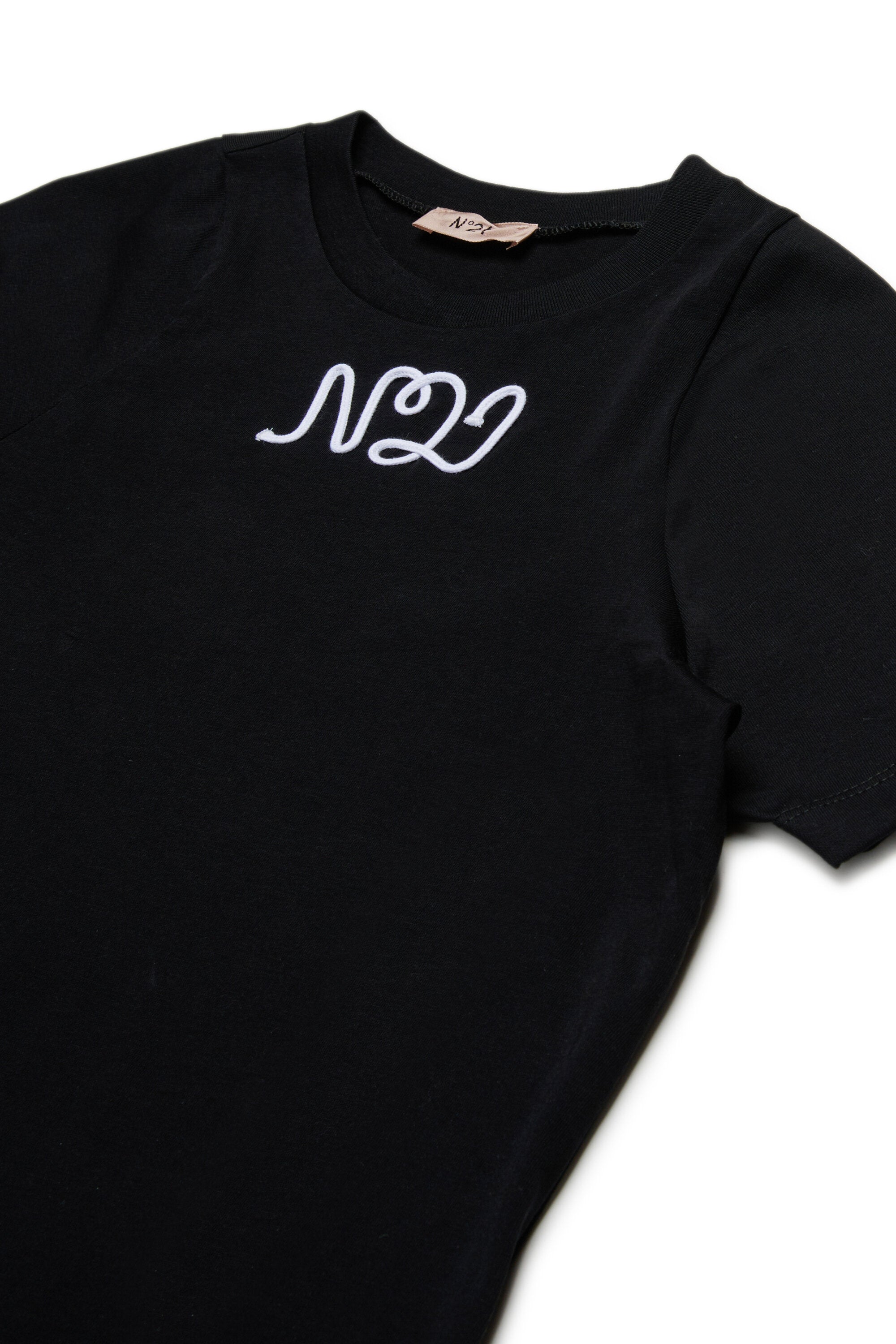 Camiseta de jersey de algodón con logo cursiva