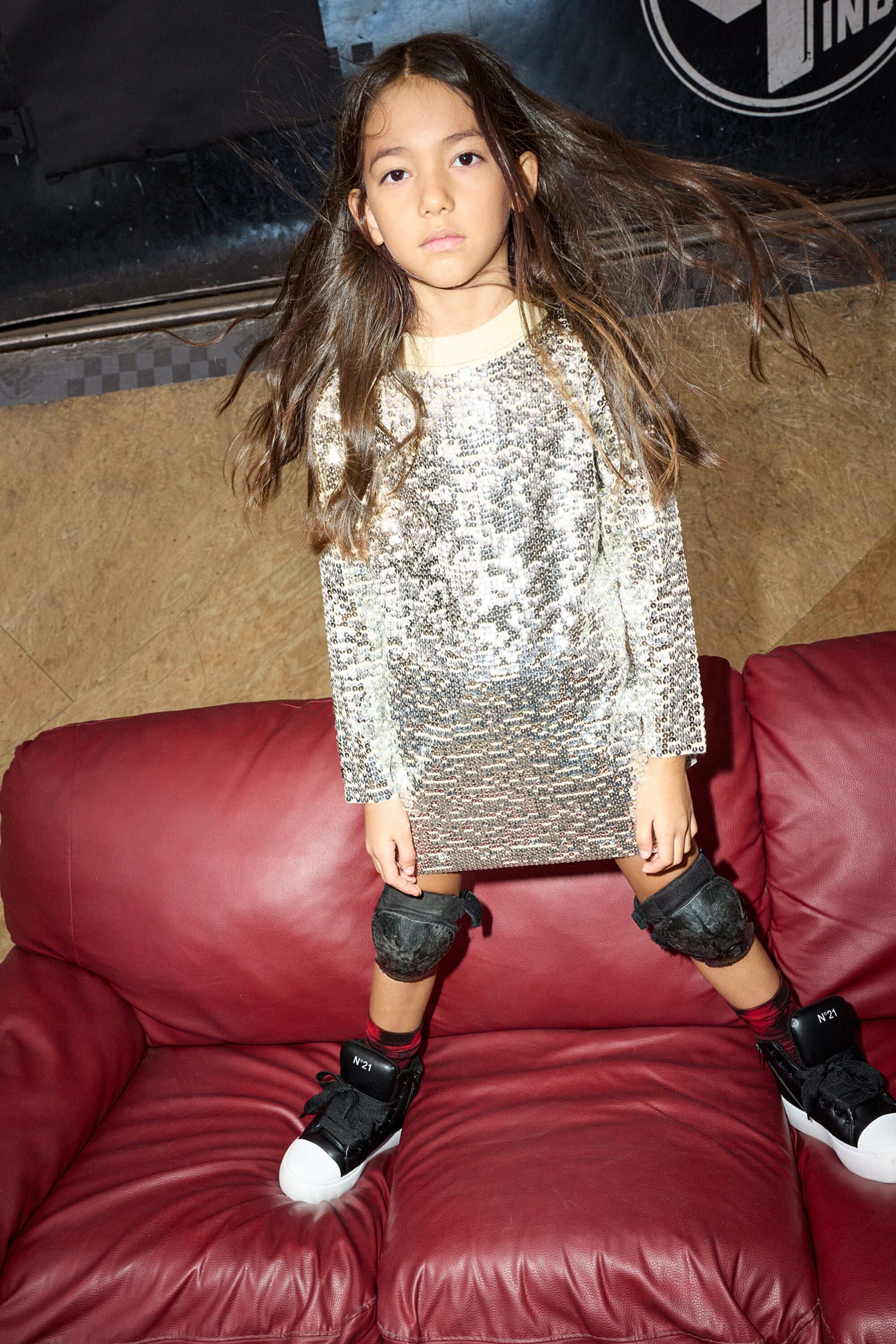 Sequined wool blend mini dress