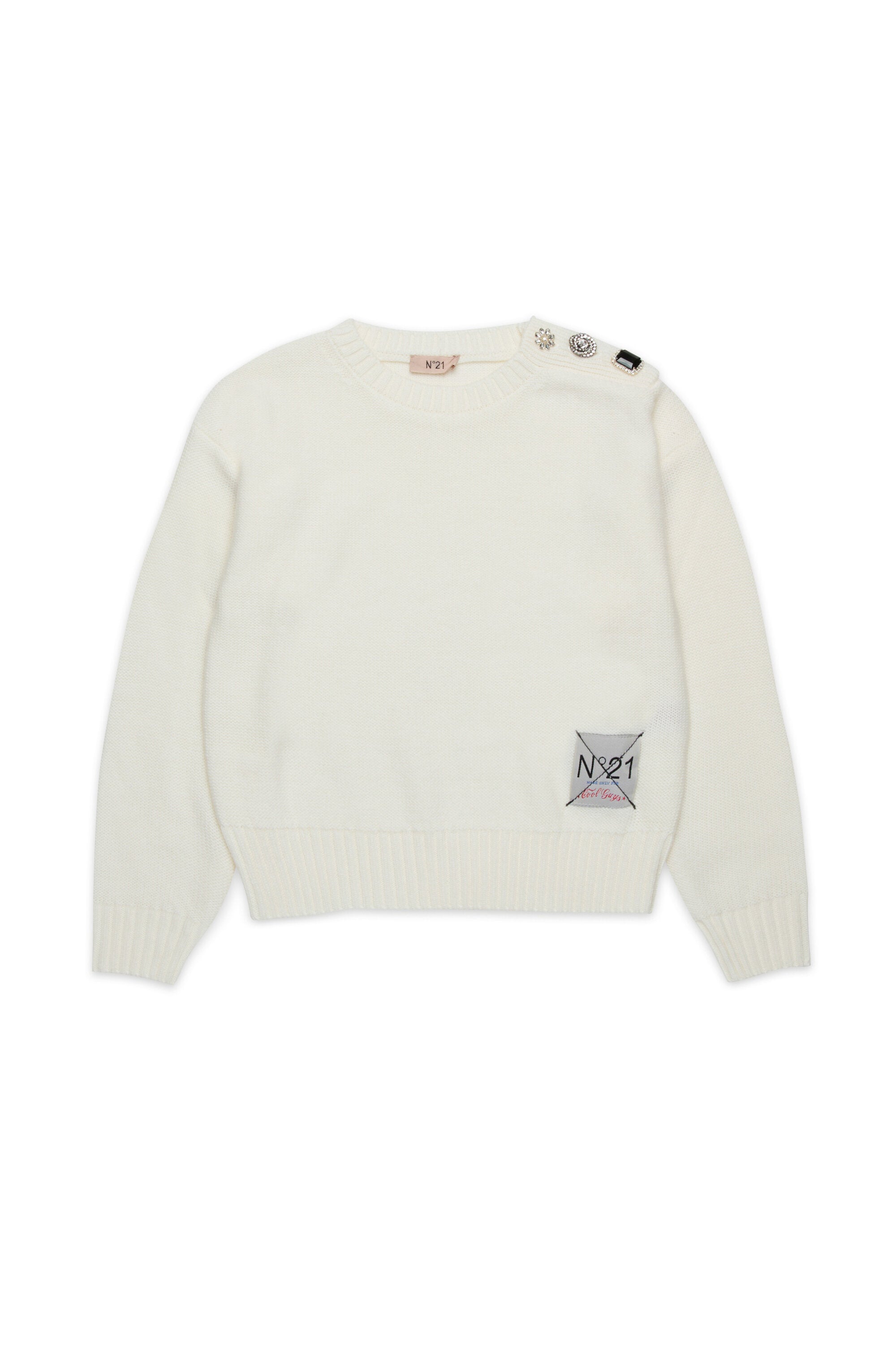 Pull en laine mélangée avec boutons bijoux