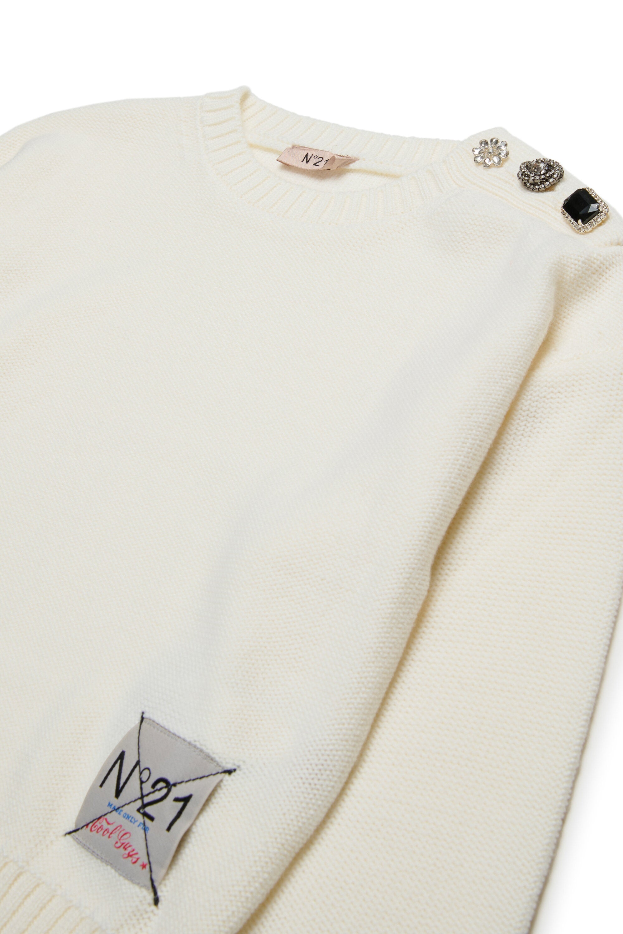 Pull en laine mélangée avec boutons bijoux