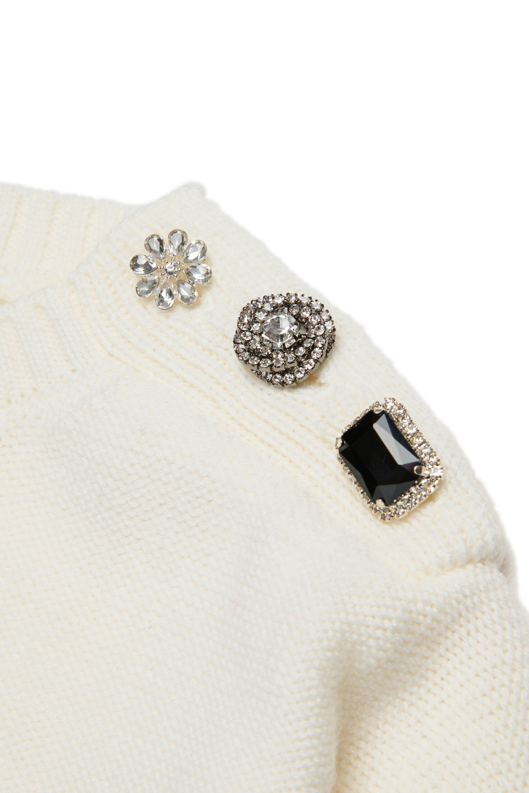 Pull en laine mélangée avec boutons bijoux