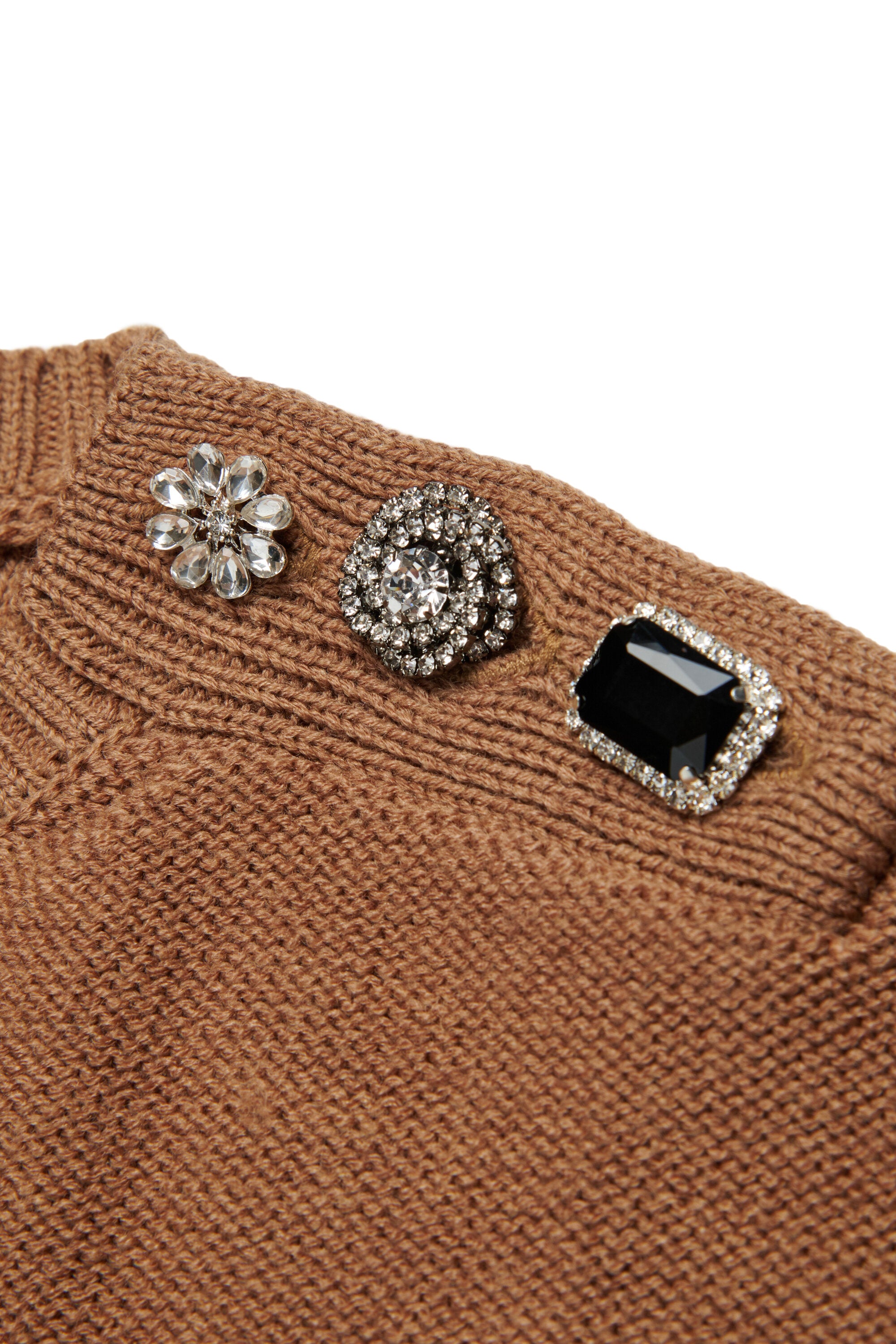 Wool blend pullover with jewel buttons