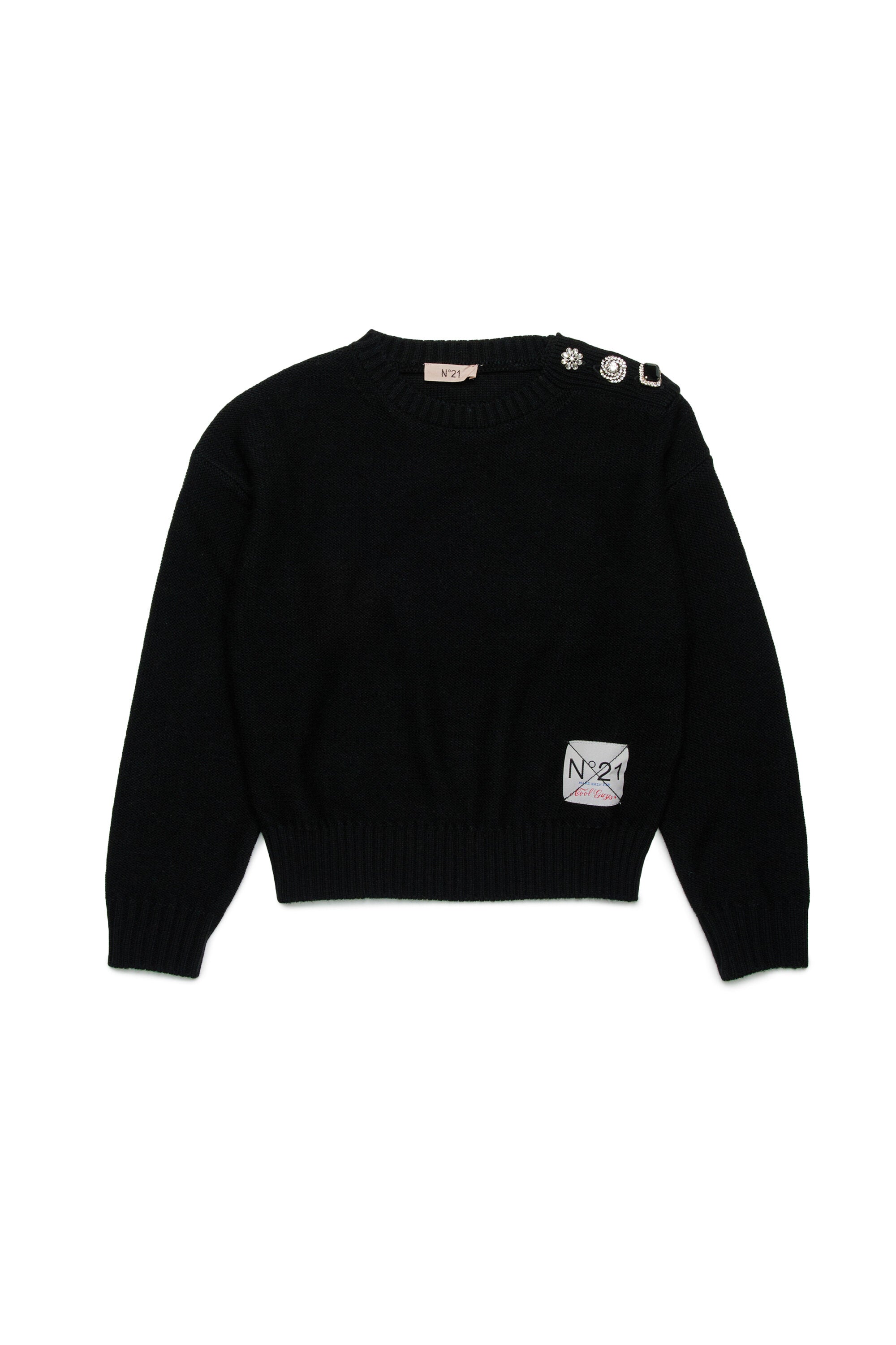 Pull en laine mélangée avec boutons bijoux