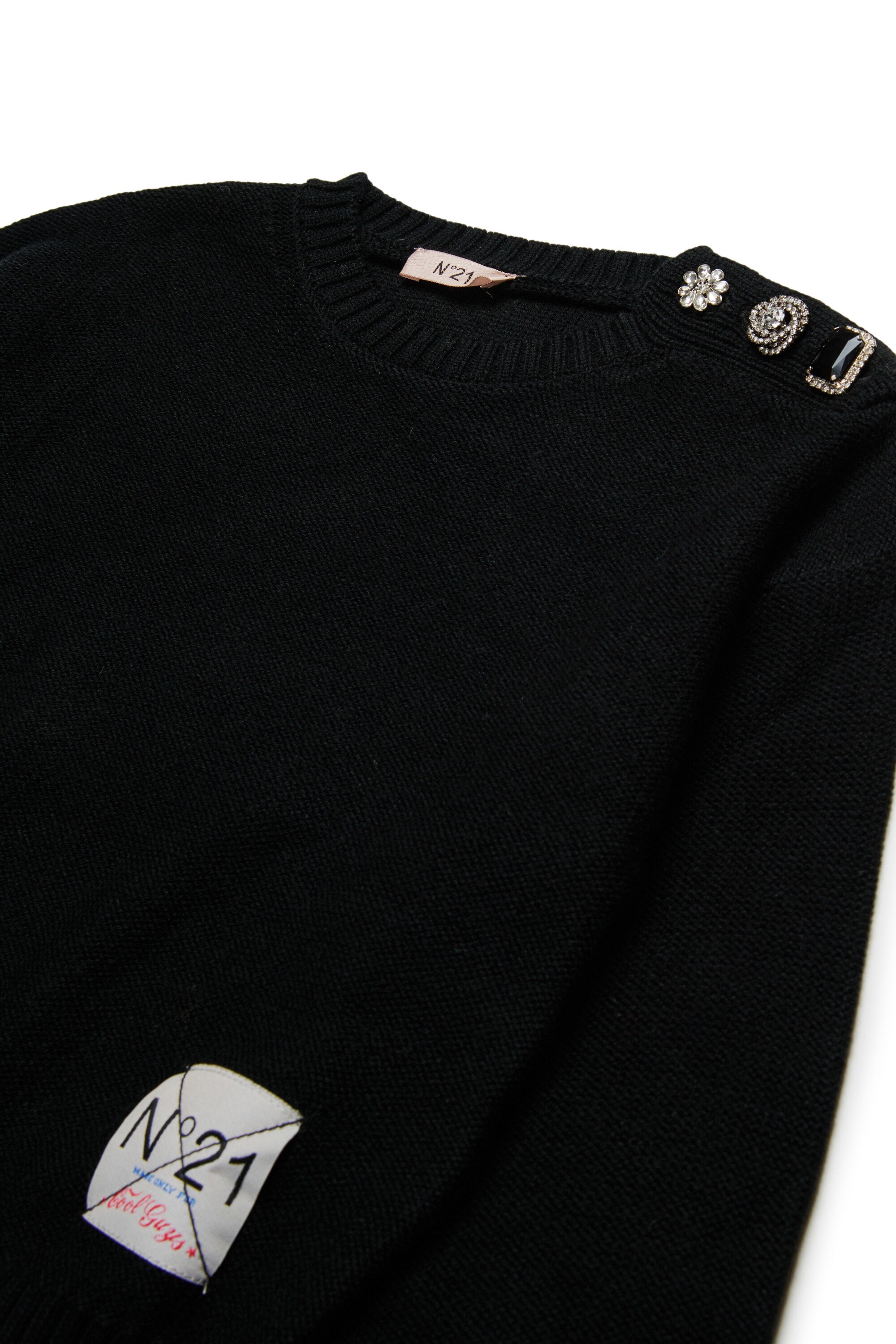 Pullover in misto lana con bottoni gioiello