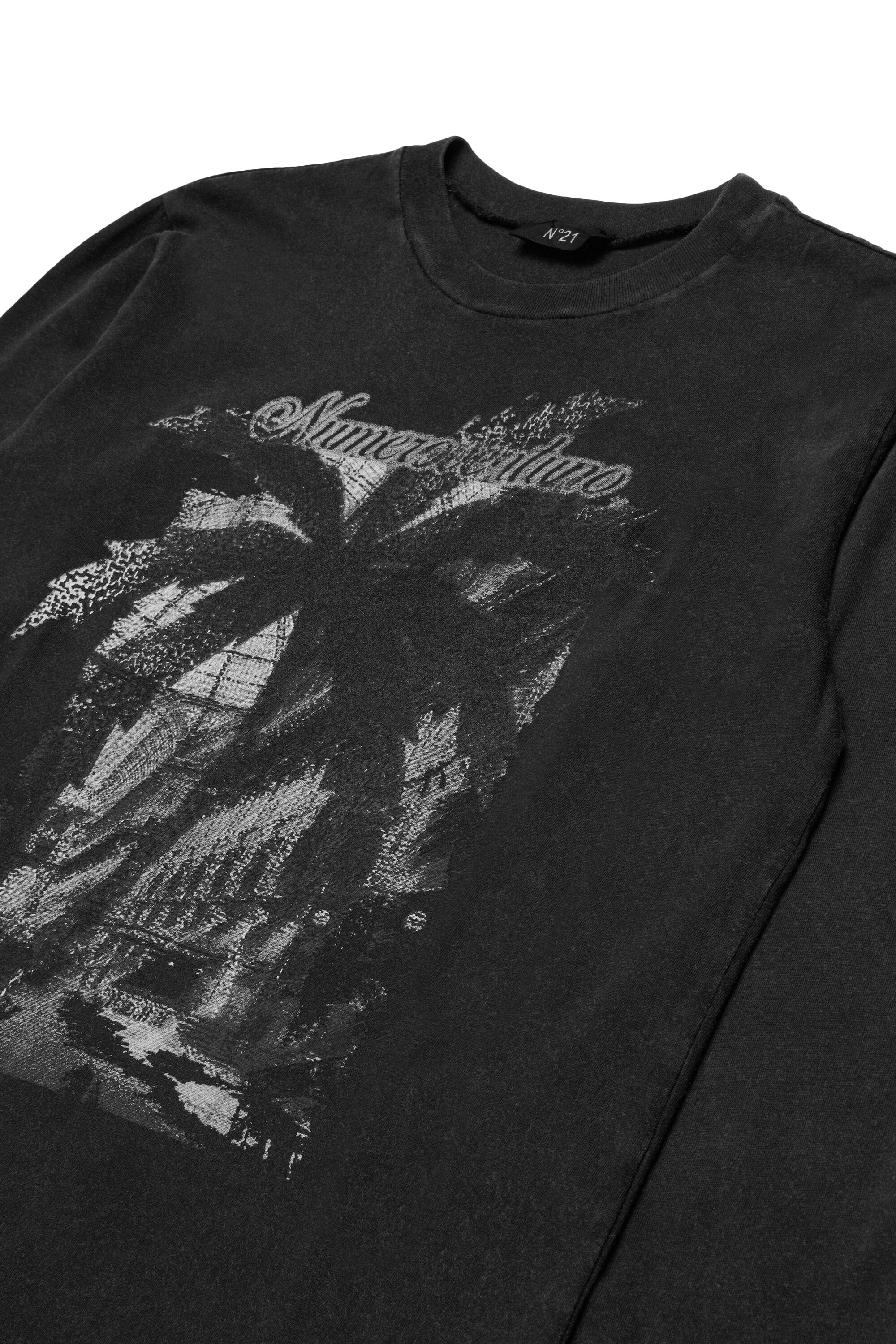 Langärmeliges Jersey-T-Shirt mit Palm-Grafik