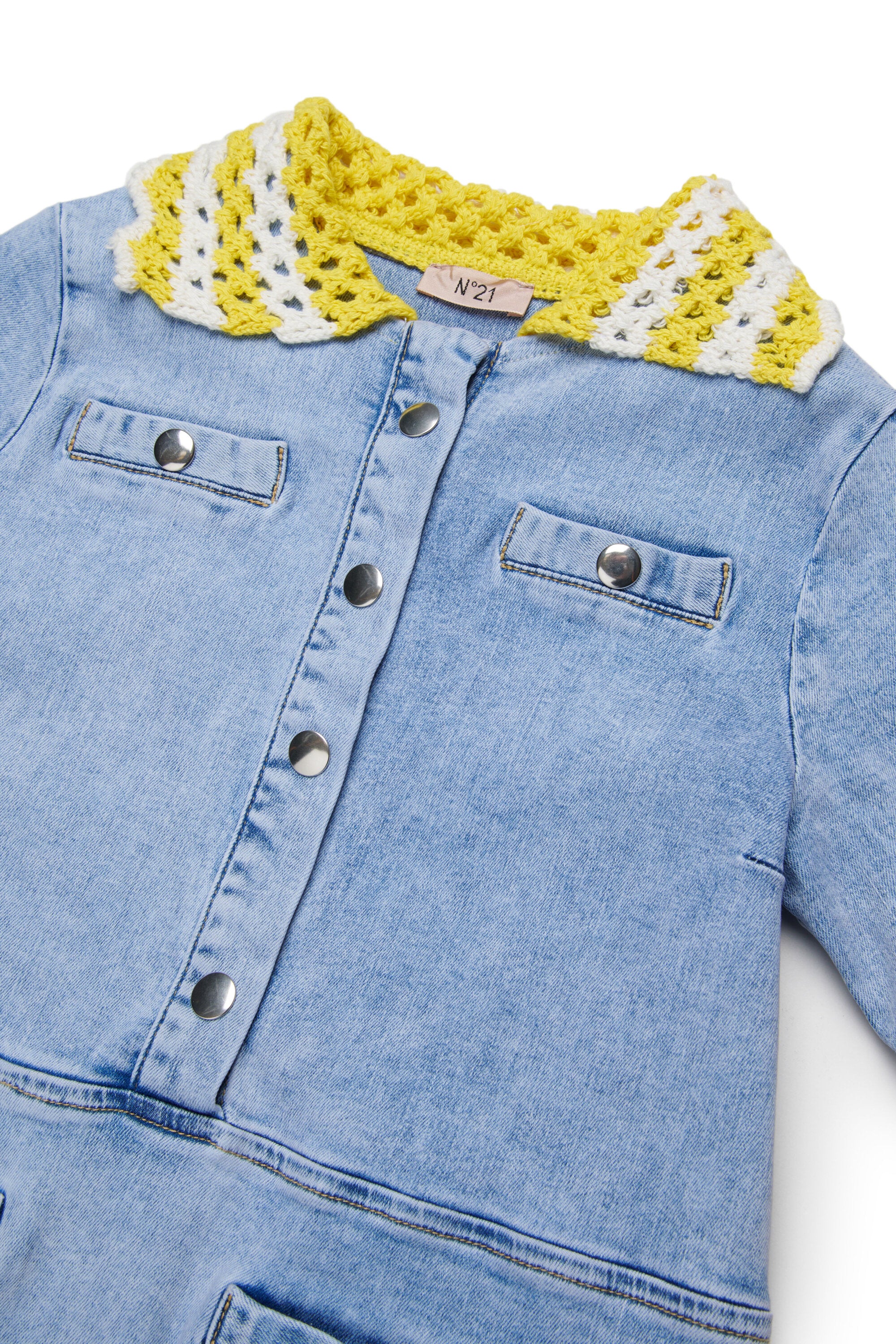 Abito con colletto lavorato a maglia