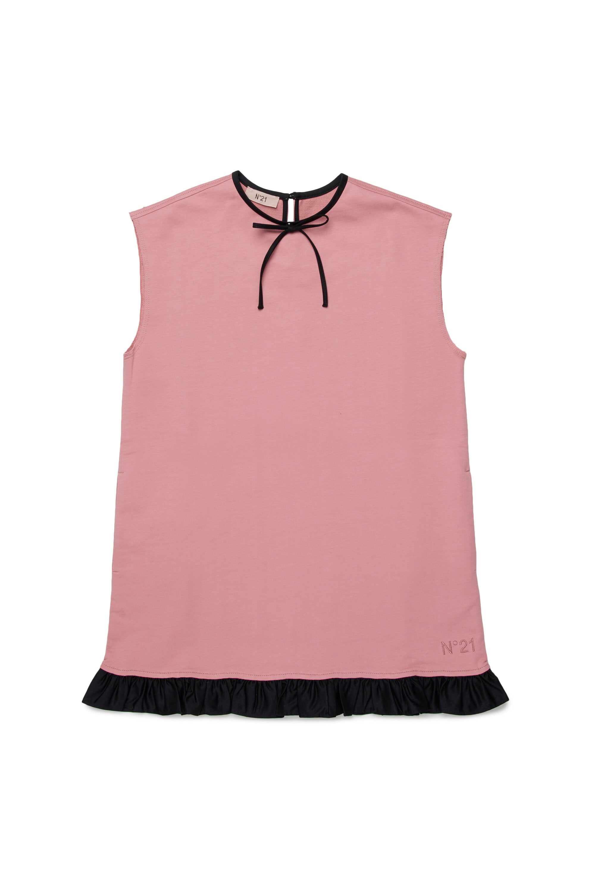 Robe avec volant et nœud contrastant