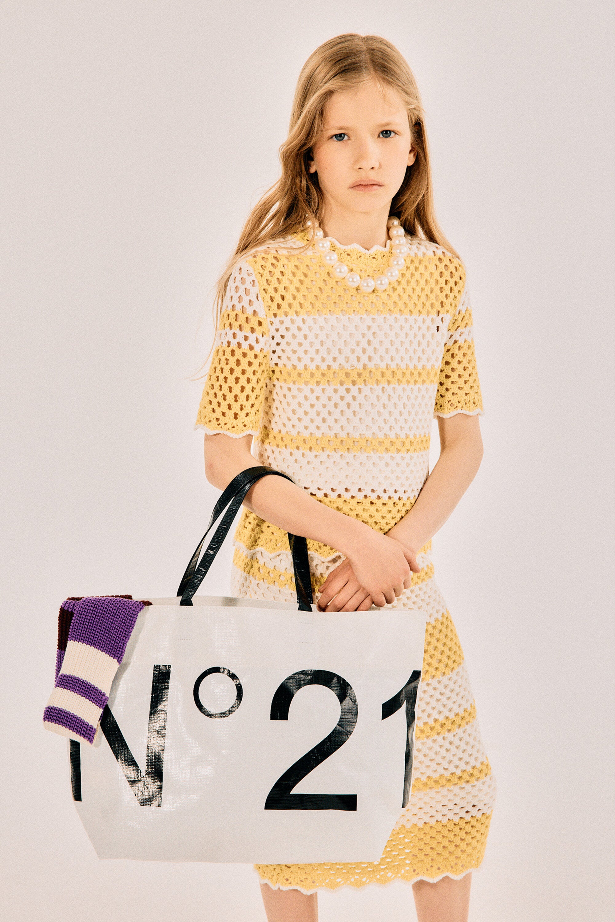 Gonna lavorata a maglia traforata