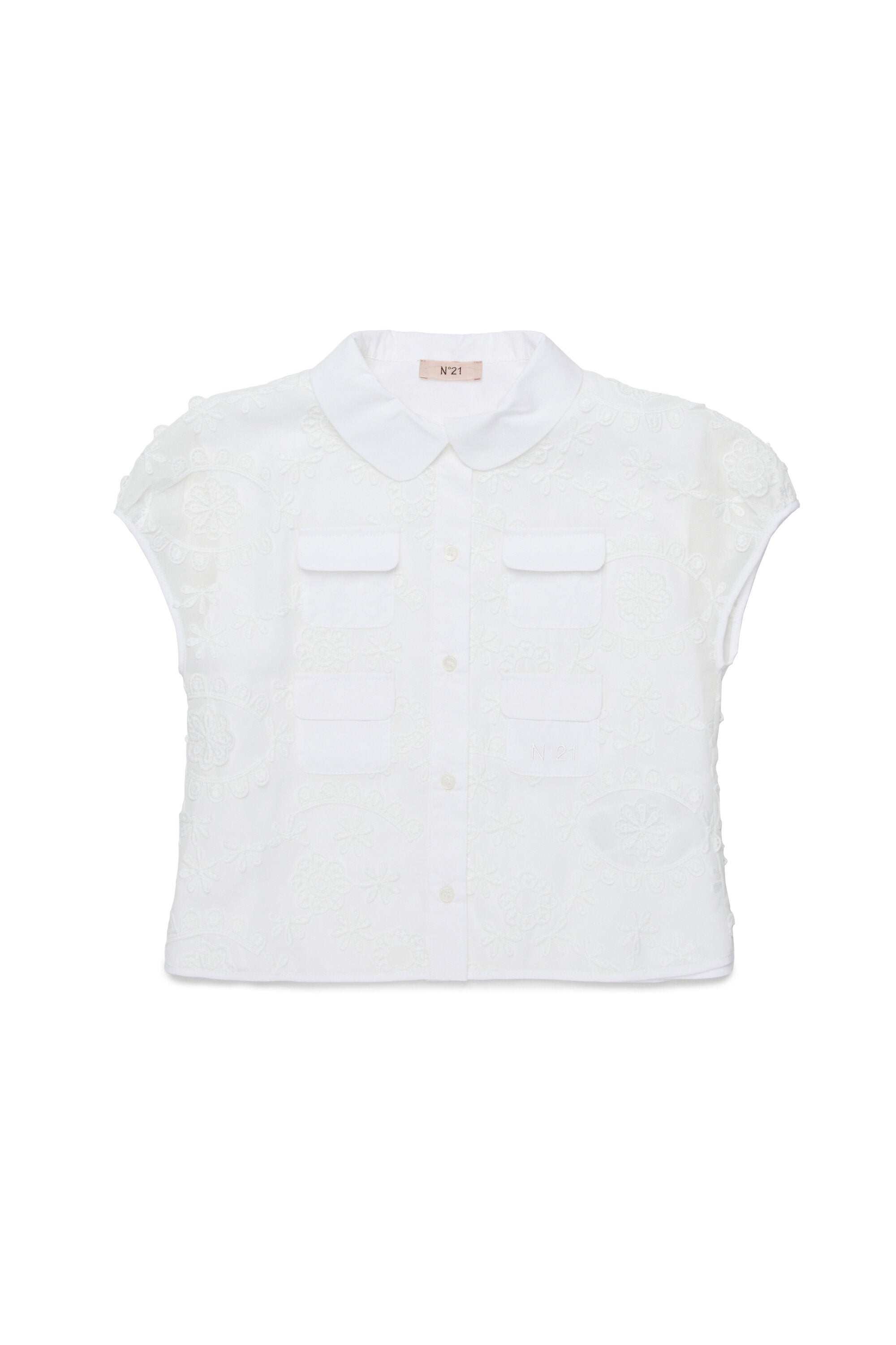 Camicia a maniche corte ricamata