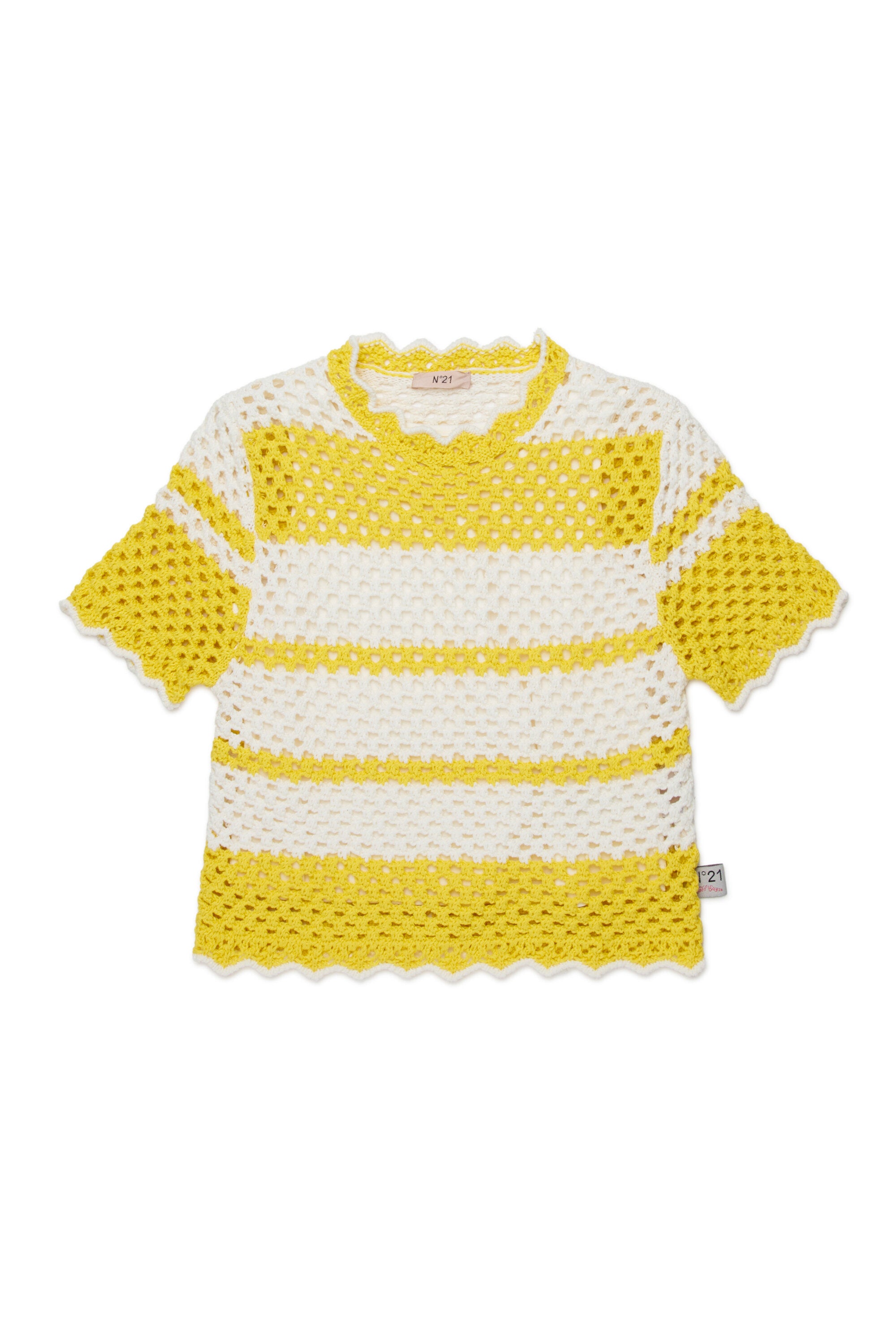 Rundhals-Pullover mit Netzstrick