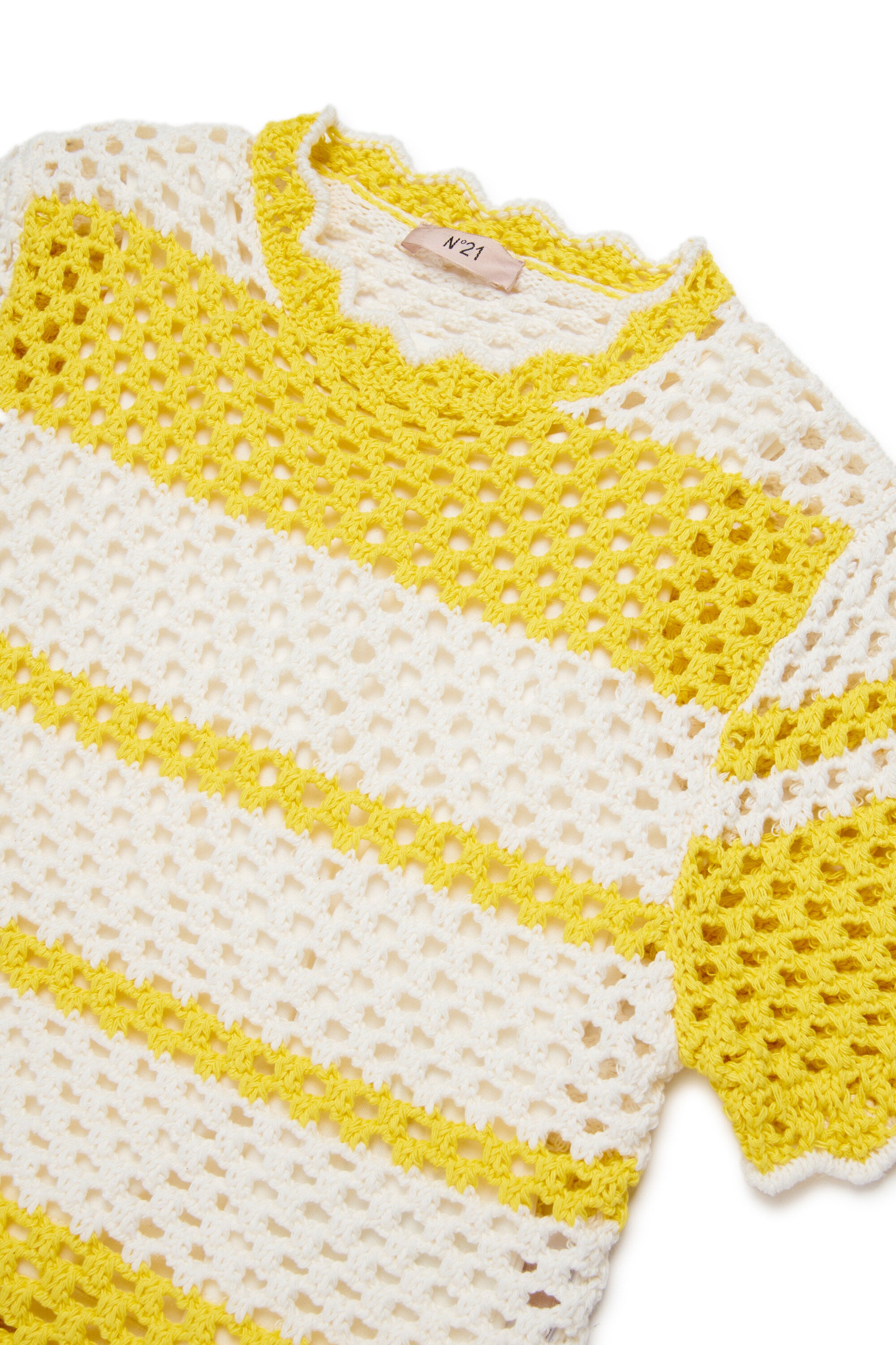 Jersey de punto con cuello redondo y tejido de malla