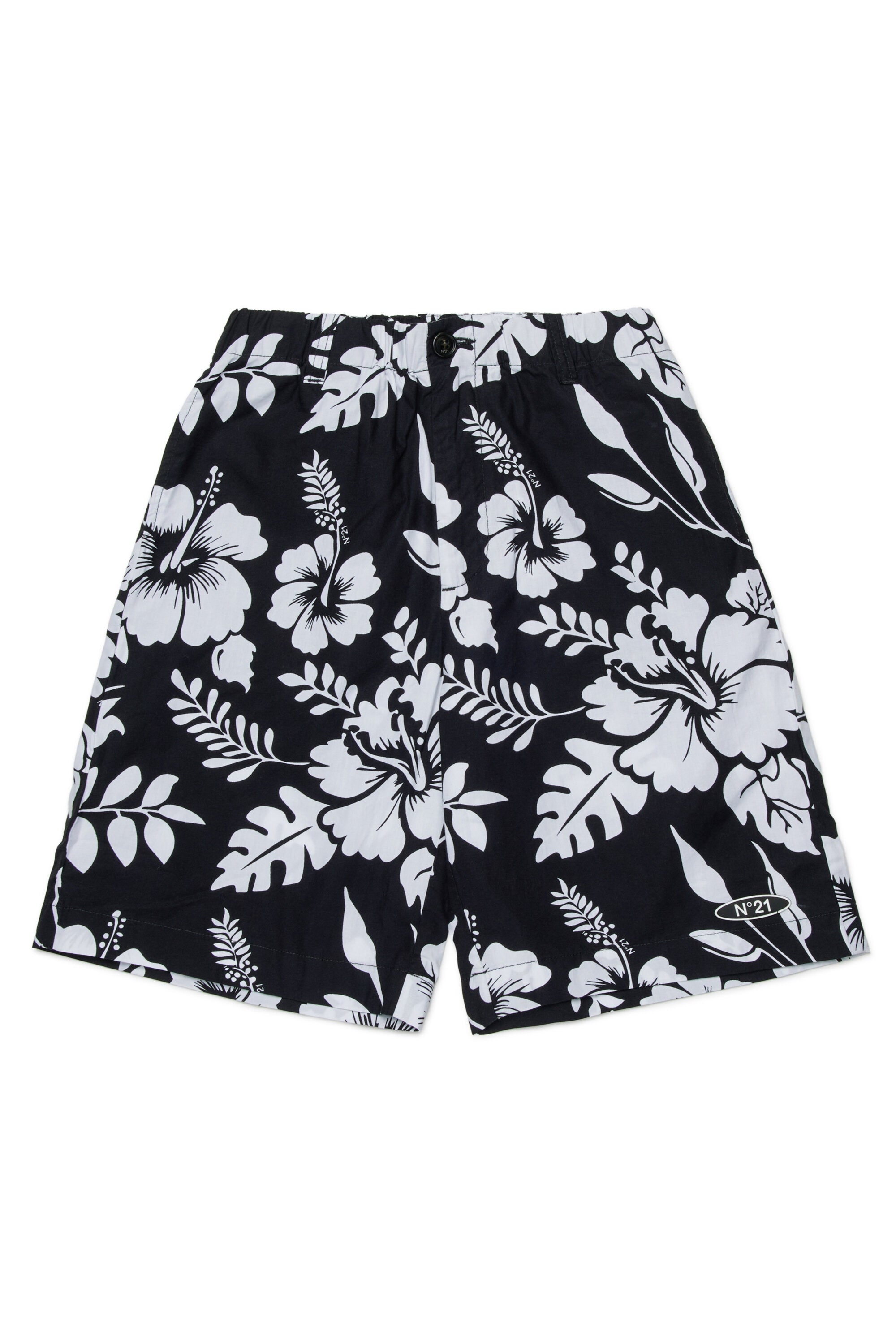 Shorts fantasia floreale con logo