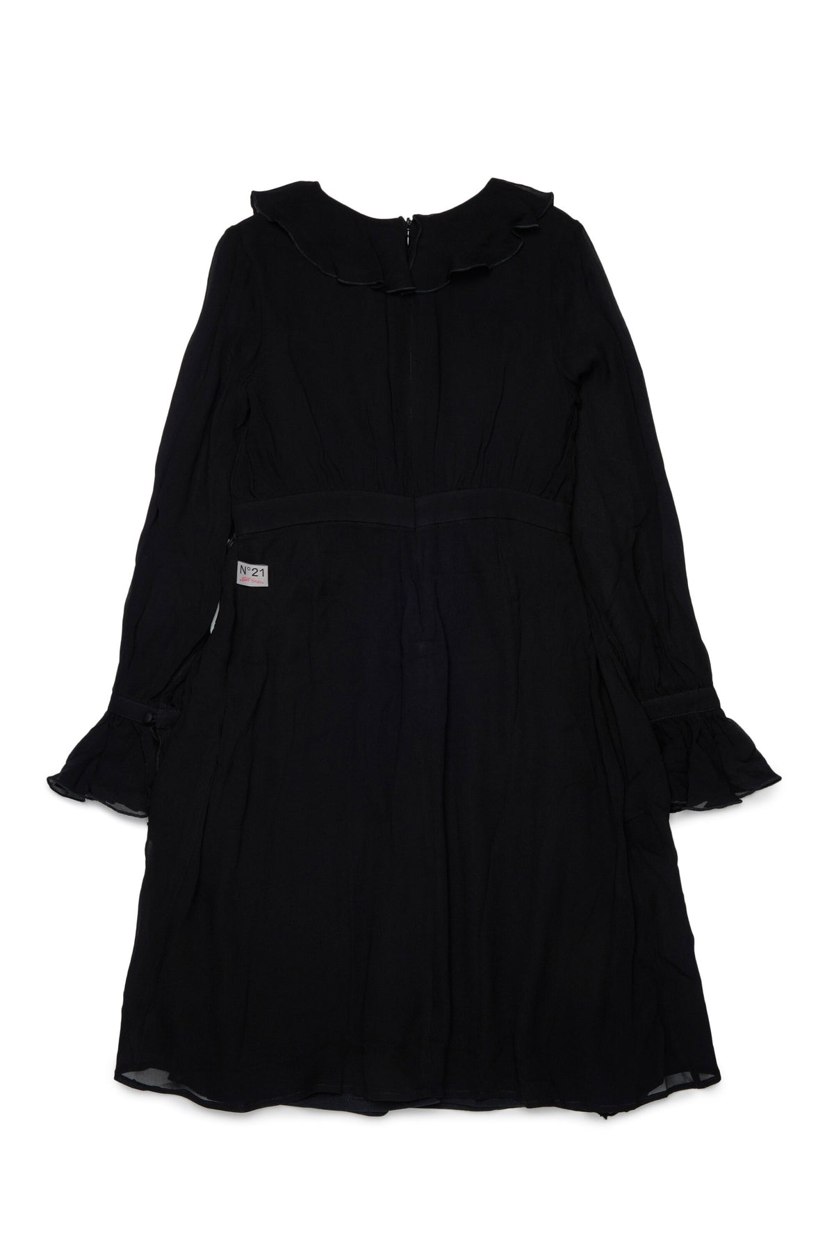 Dress with ruffles and long sleeves
