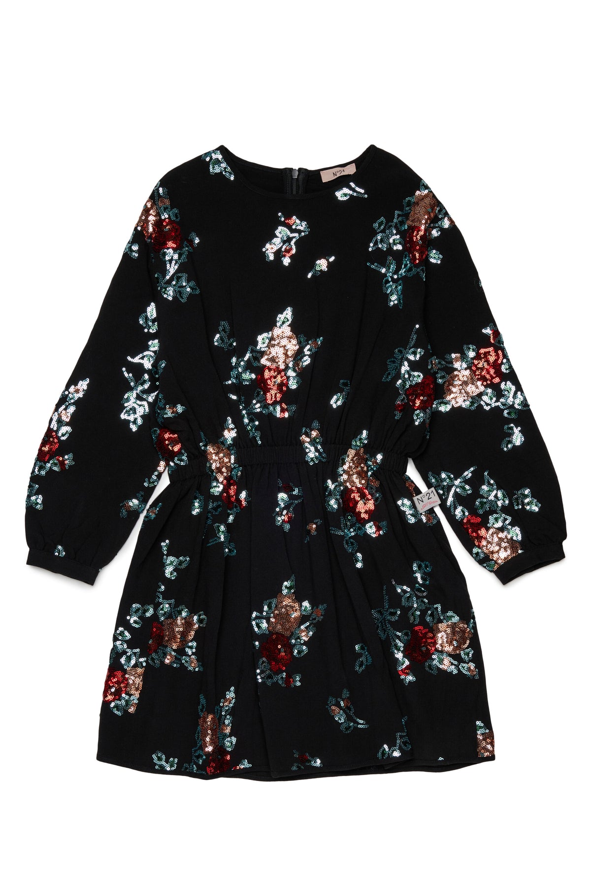 Vestido corto con lentejuelas florales