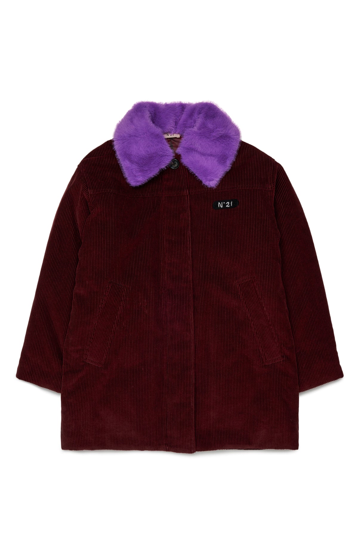 Jacket with faux fur collar and logo