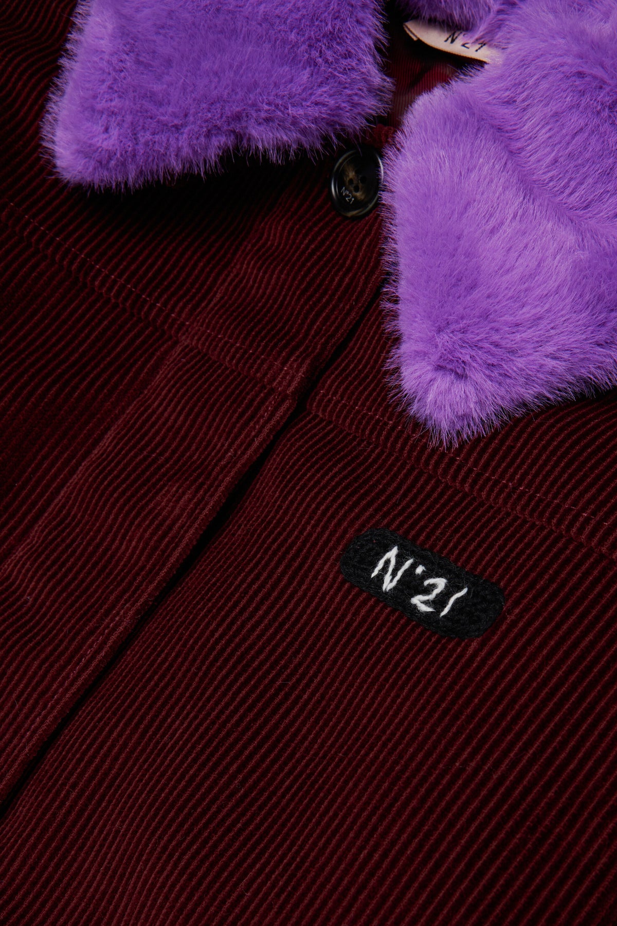 Jacket with faux fur collar and logo
