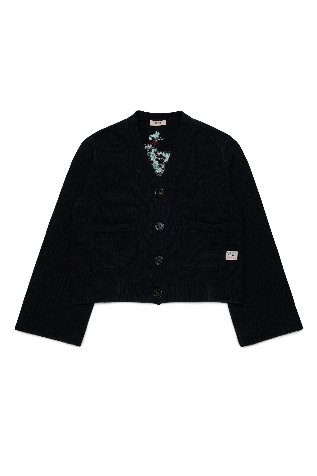 Cardigan with floral embroidery on the back