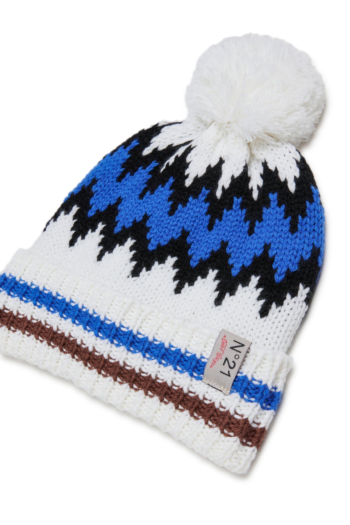 Berretto con pompon e motivo norvegese