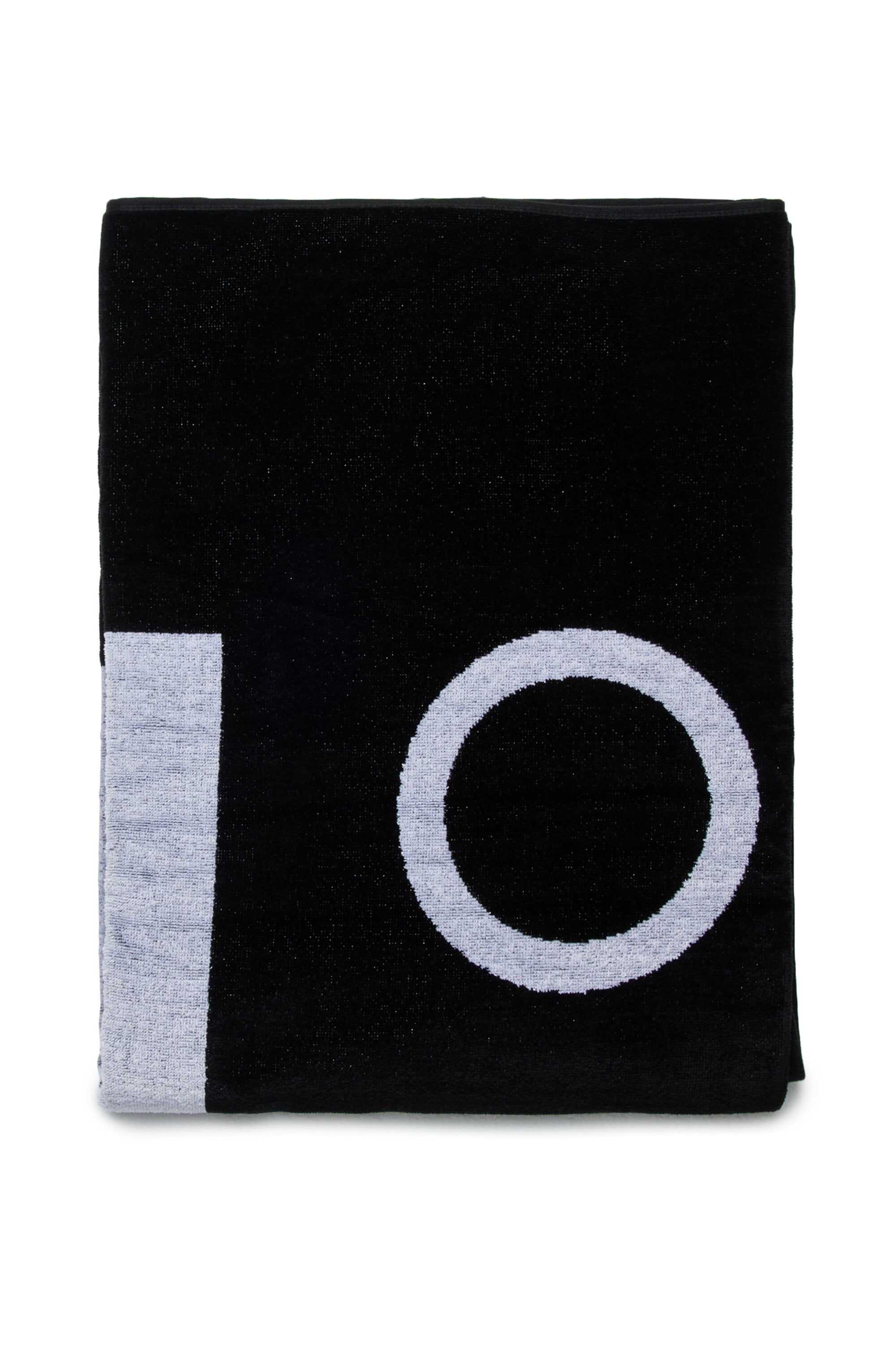 Black terry beach towel with maxi-logo