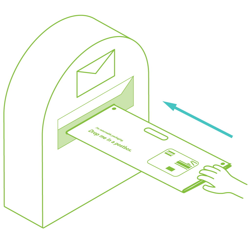 Illustration of a pack inserted in a mail box