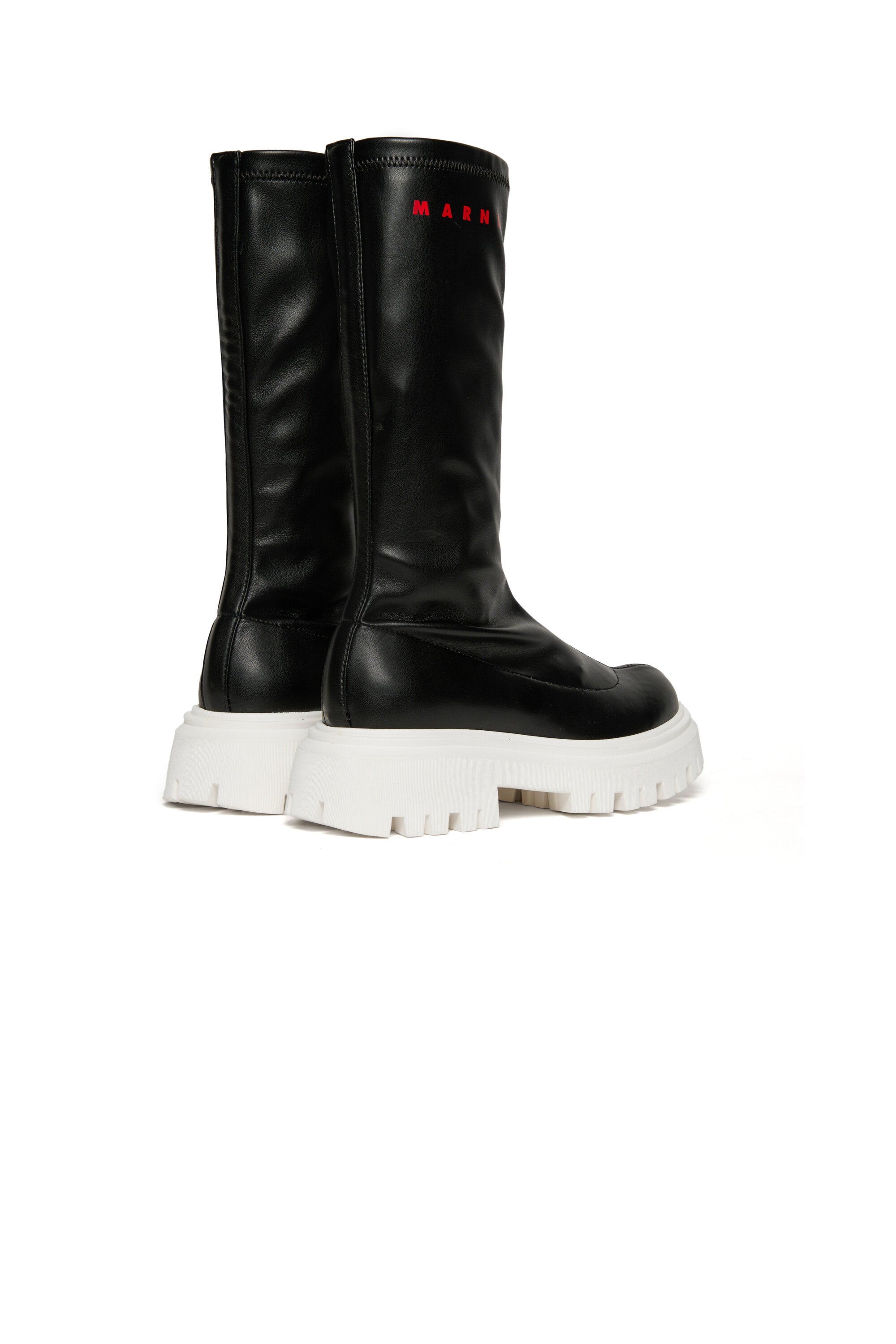 Hohe Stiefel aus beschichtetem Stoff mit Logo