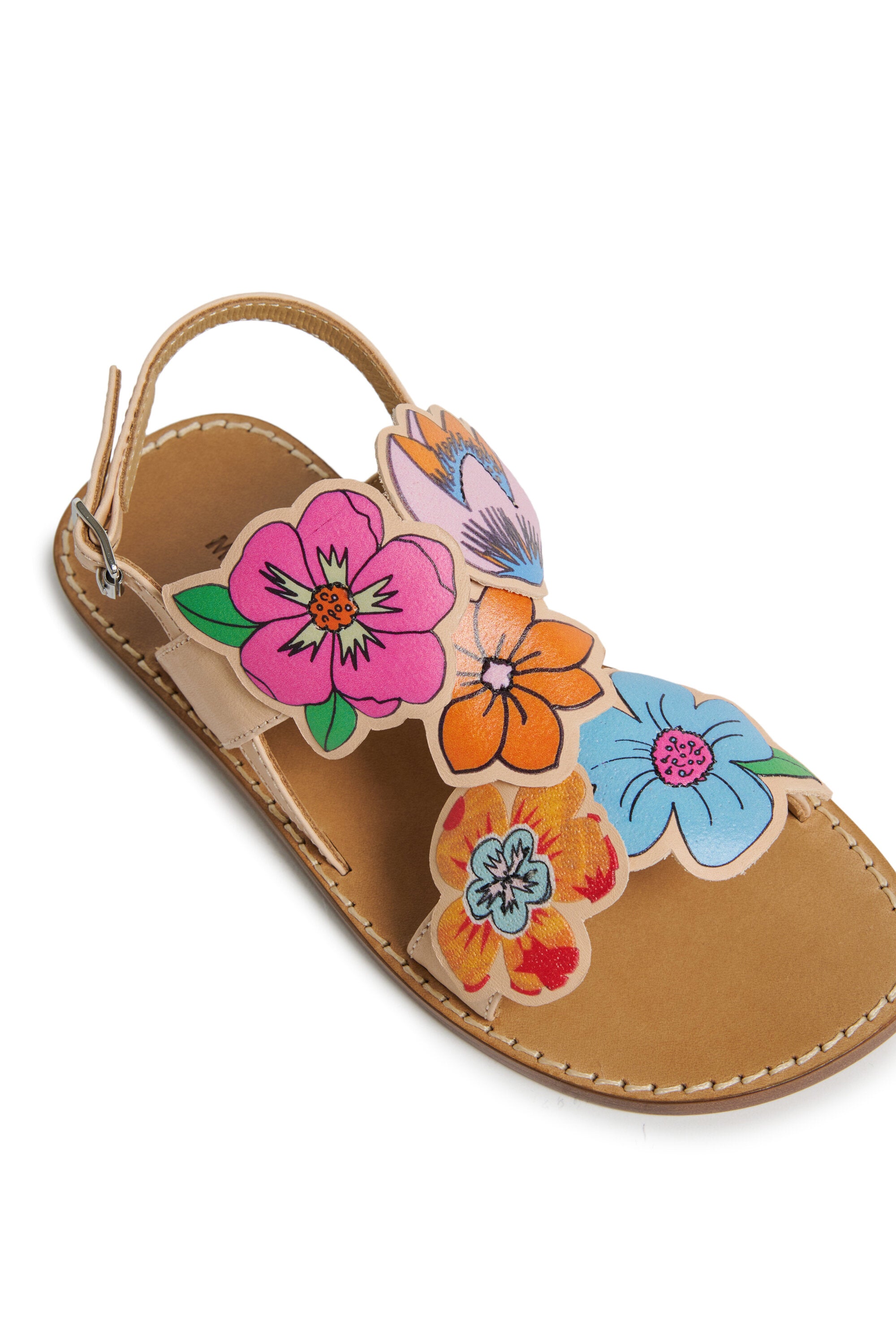Sandalias slingback de piel con flores