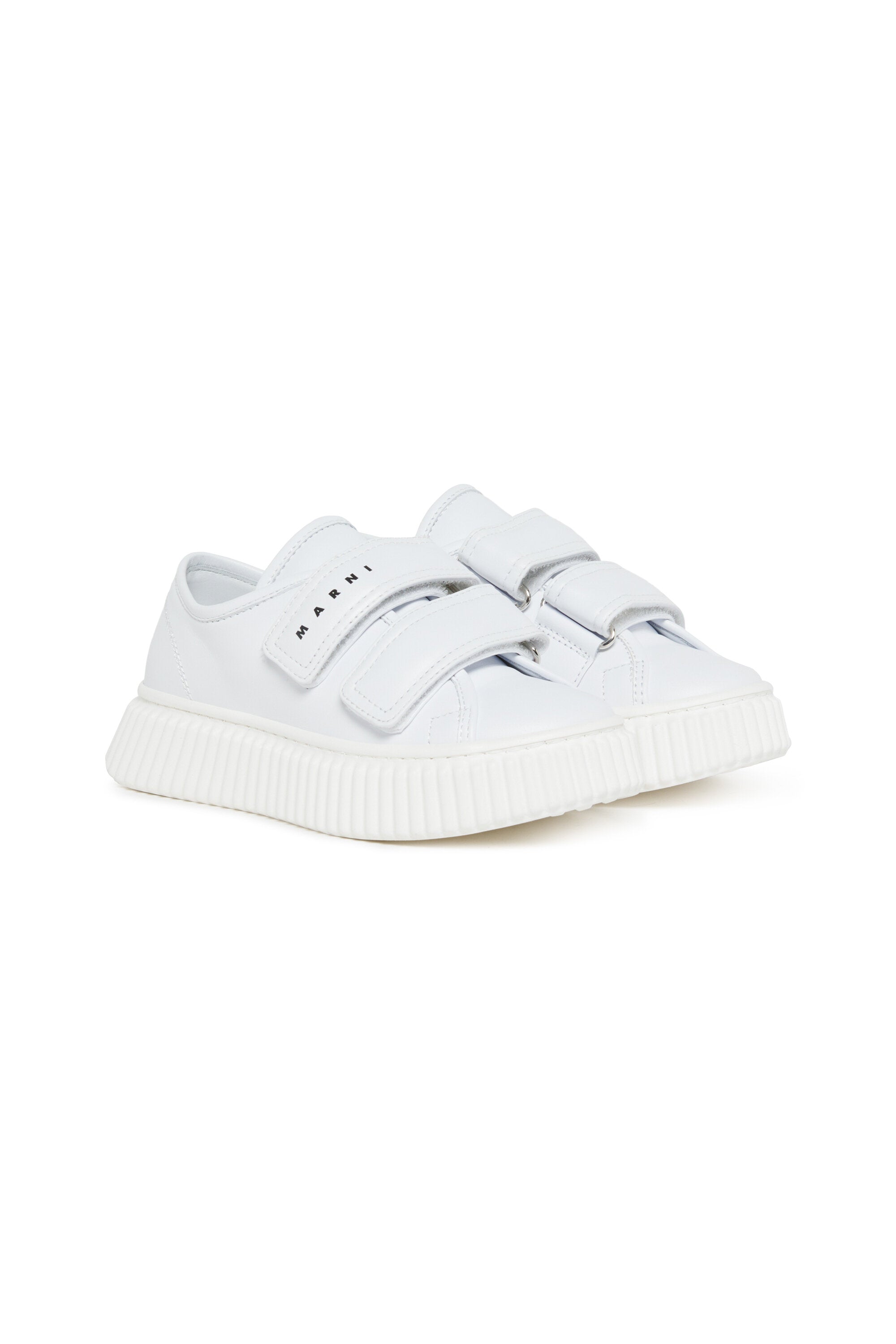 Sneakers basse in pelle con strap