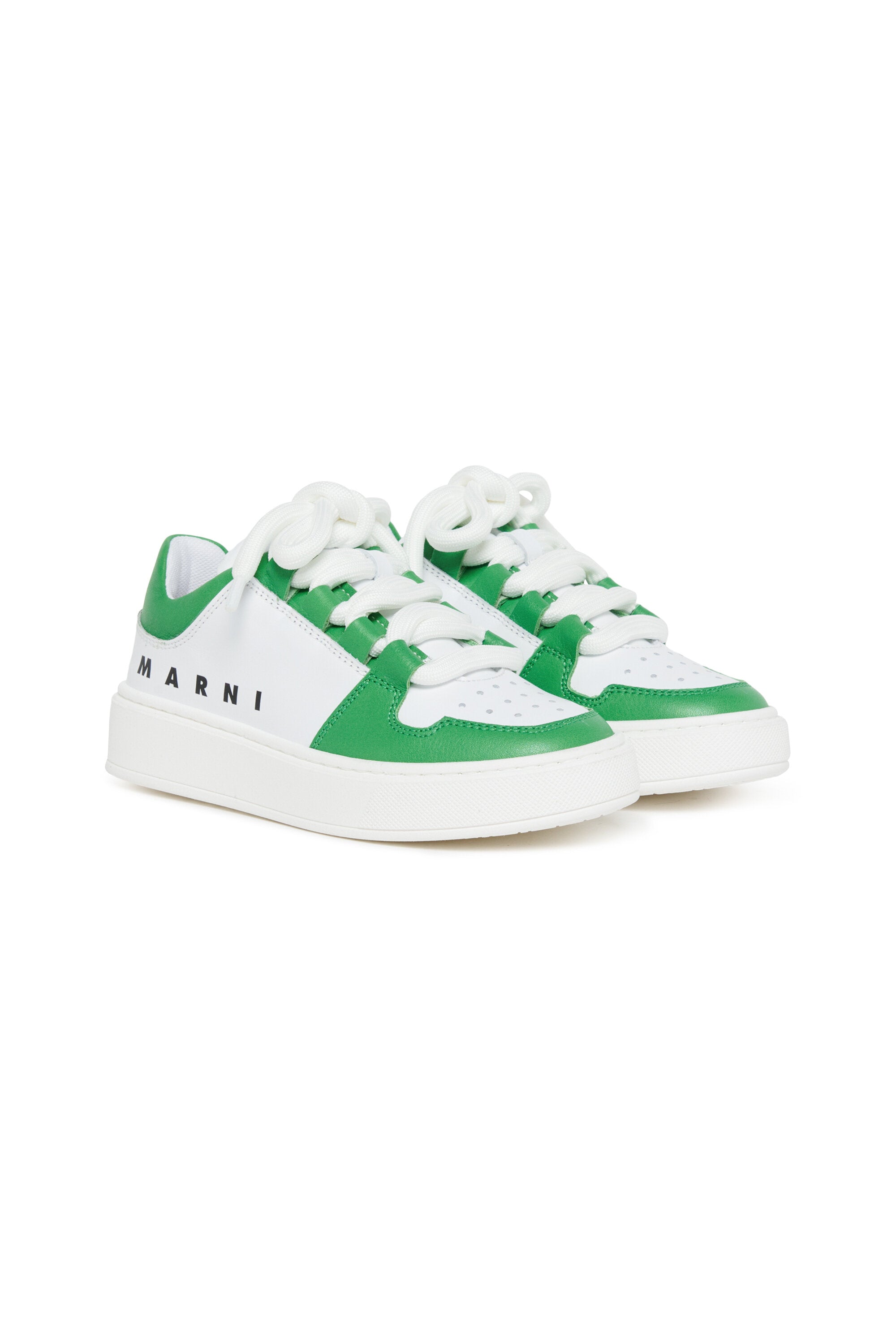 Baskets basses en cuir colorblock