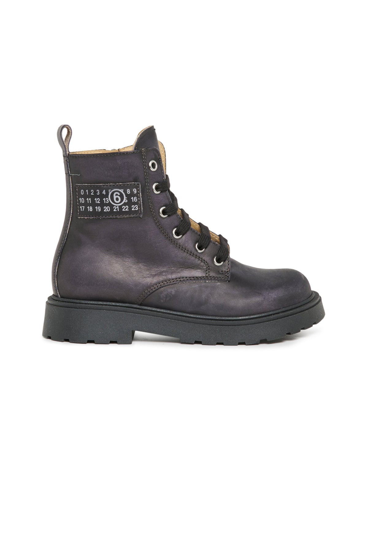 Stivali anfibi in pelle con logo