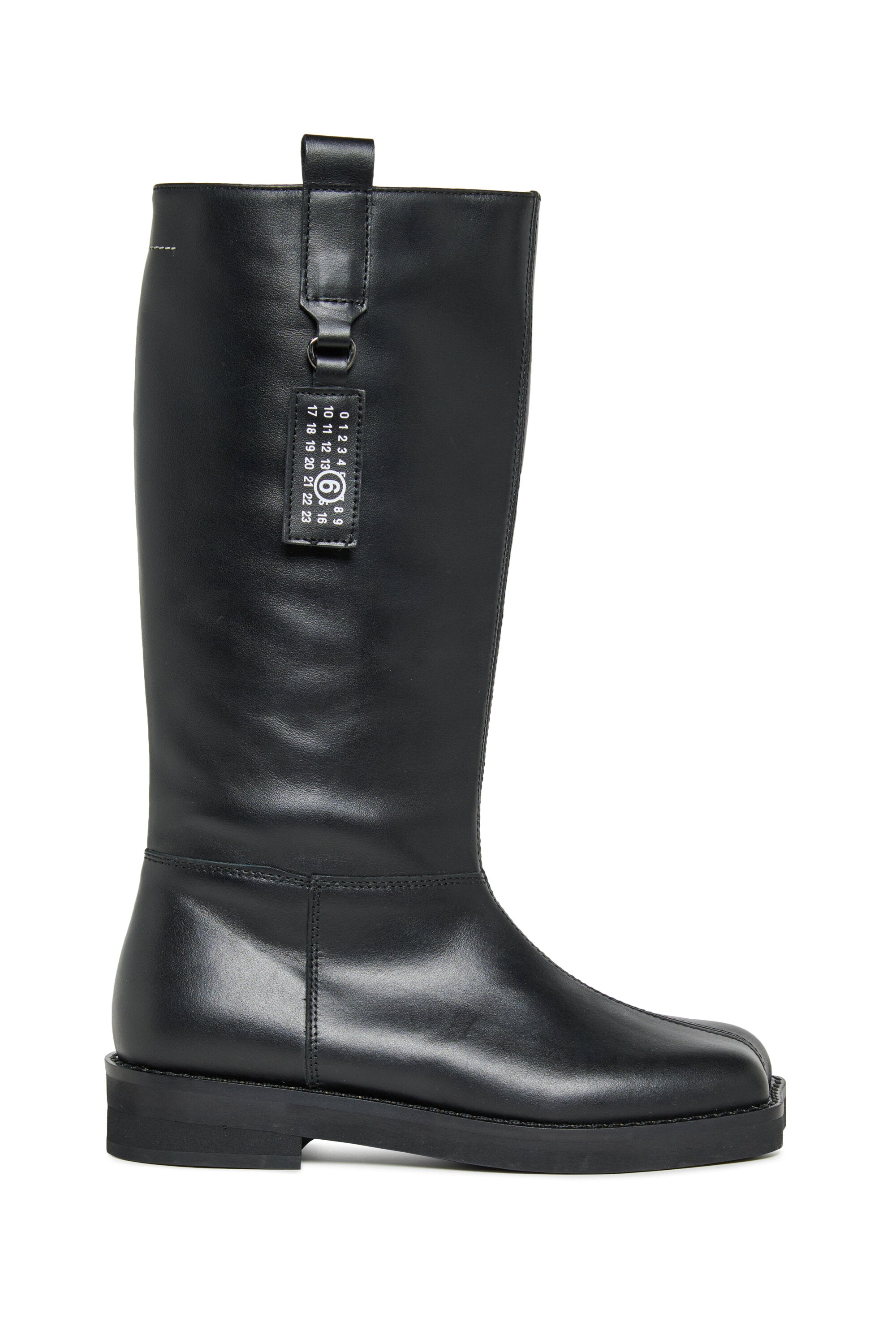 Hohe Lederstiefel mit Logo
