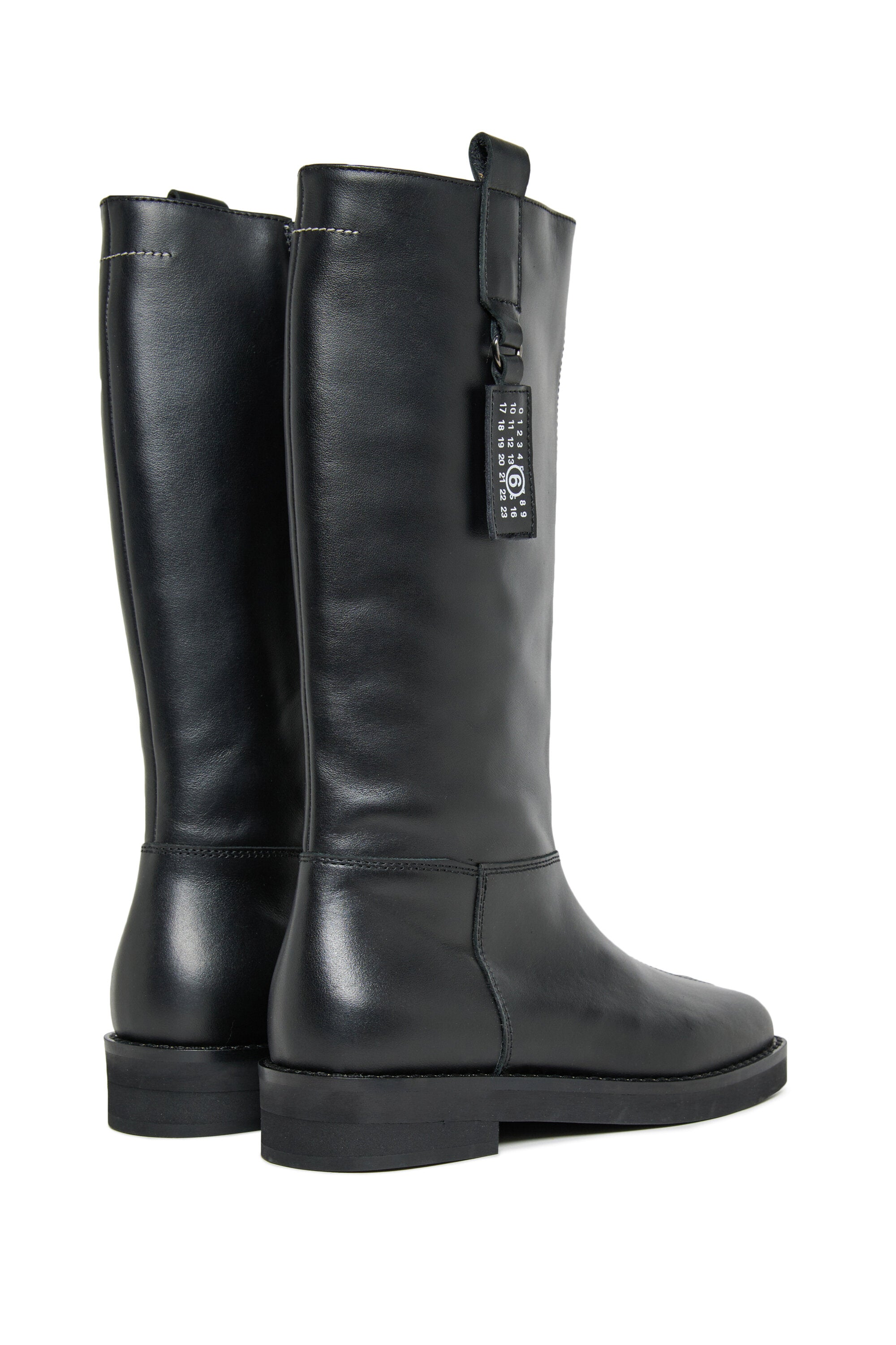 Hohe Lederstiefel mit Logo