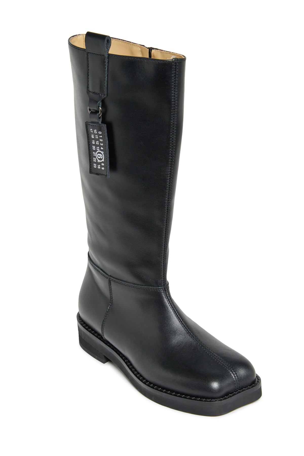 Hohe Lederstiefel mit Logo