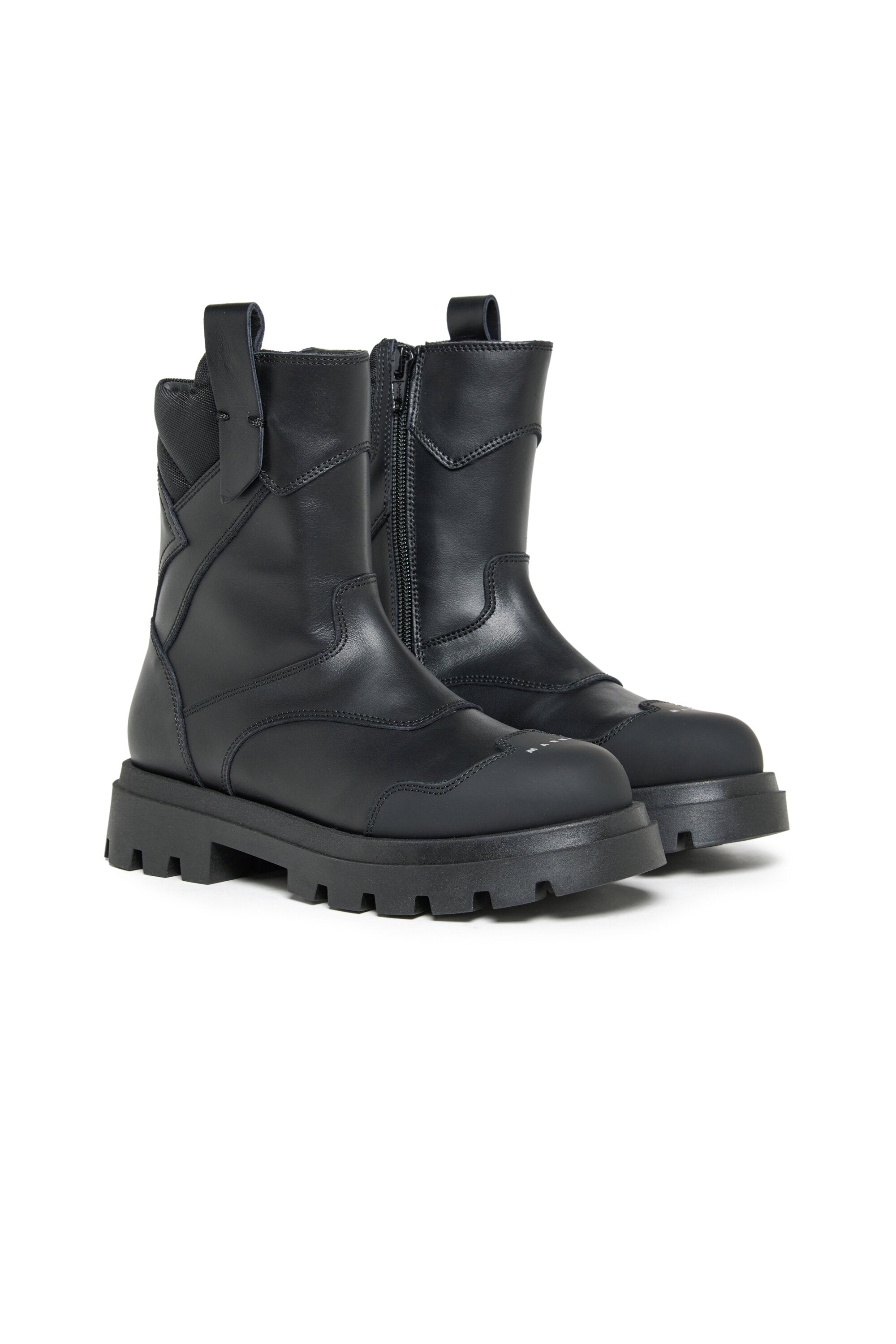 Niedrige Lederstiefel mit Logo