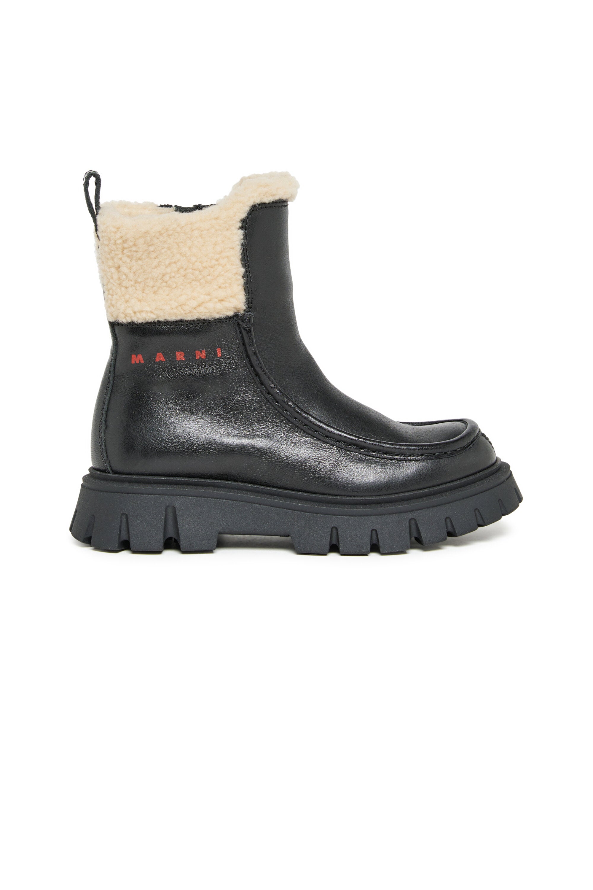 Bottes Chelsea en cuir avec collier teddy