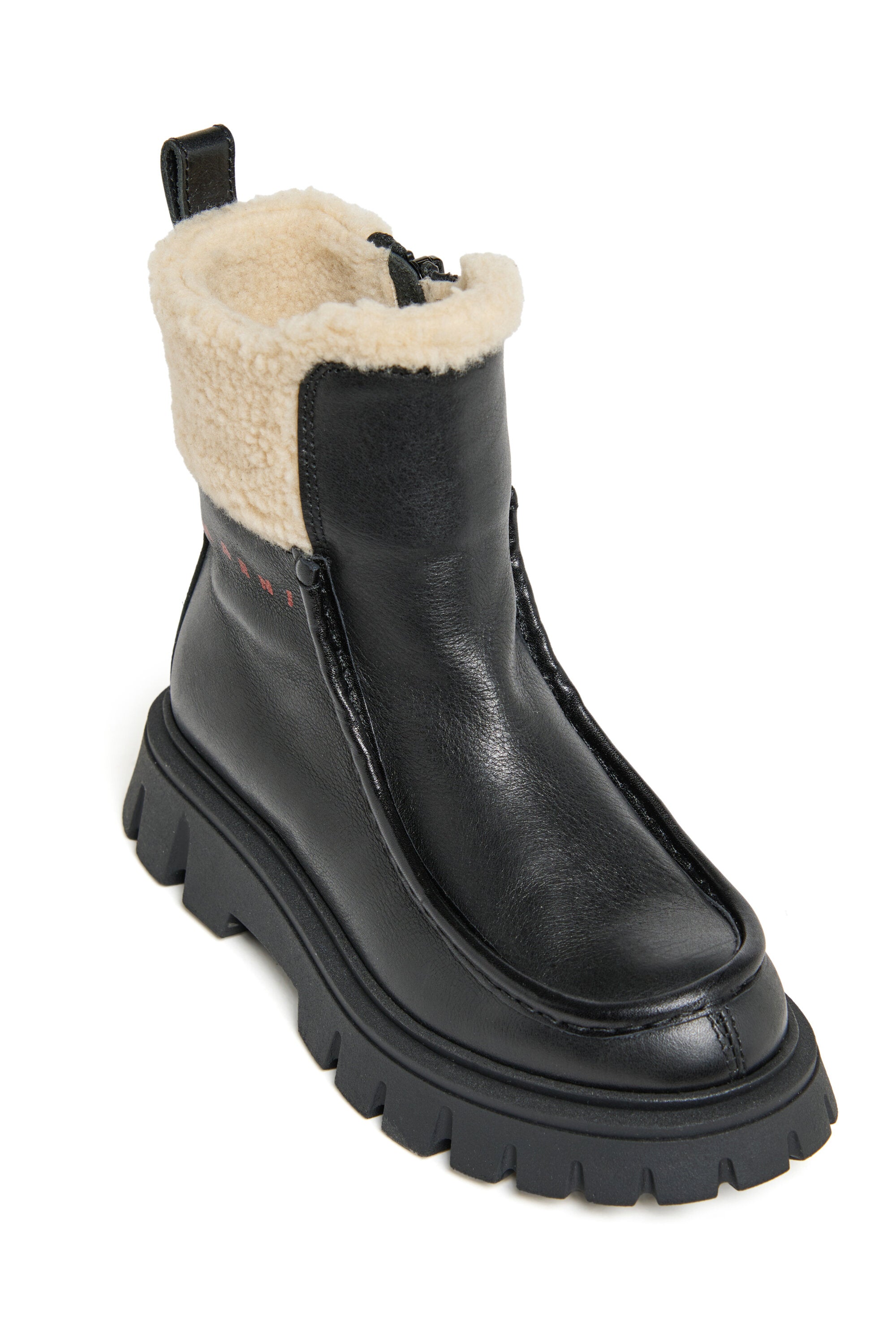 Stivali Chelsea in pelle con collo teddy