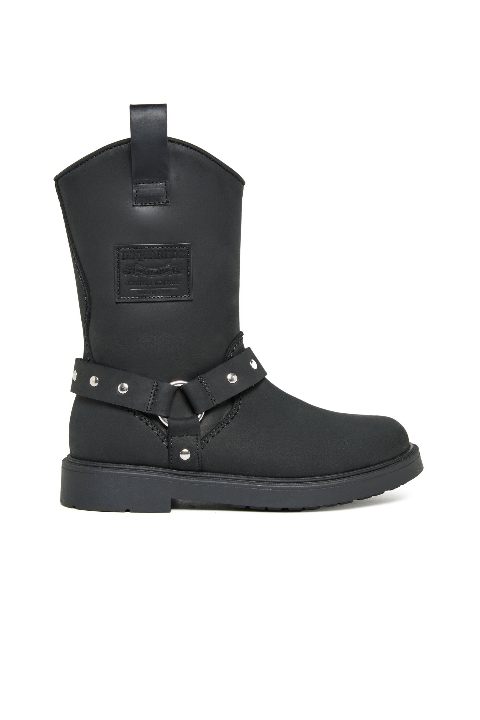 Bottes motardes avec lanières cloutées