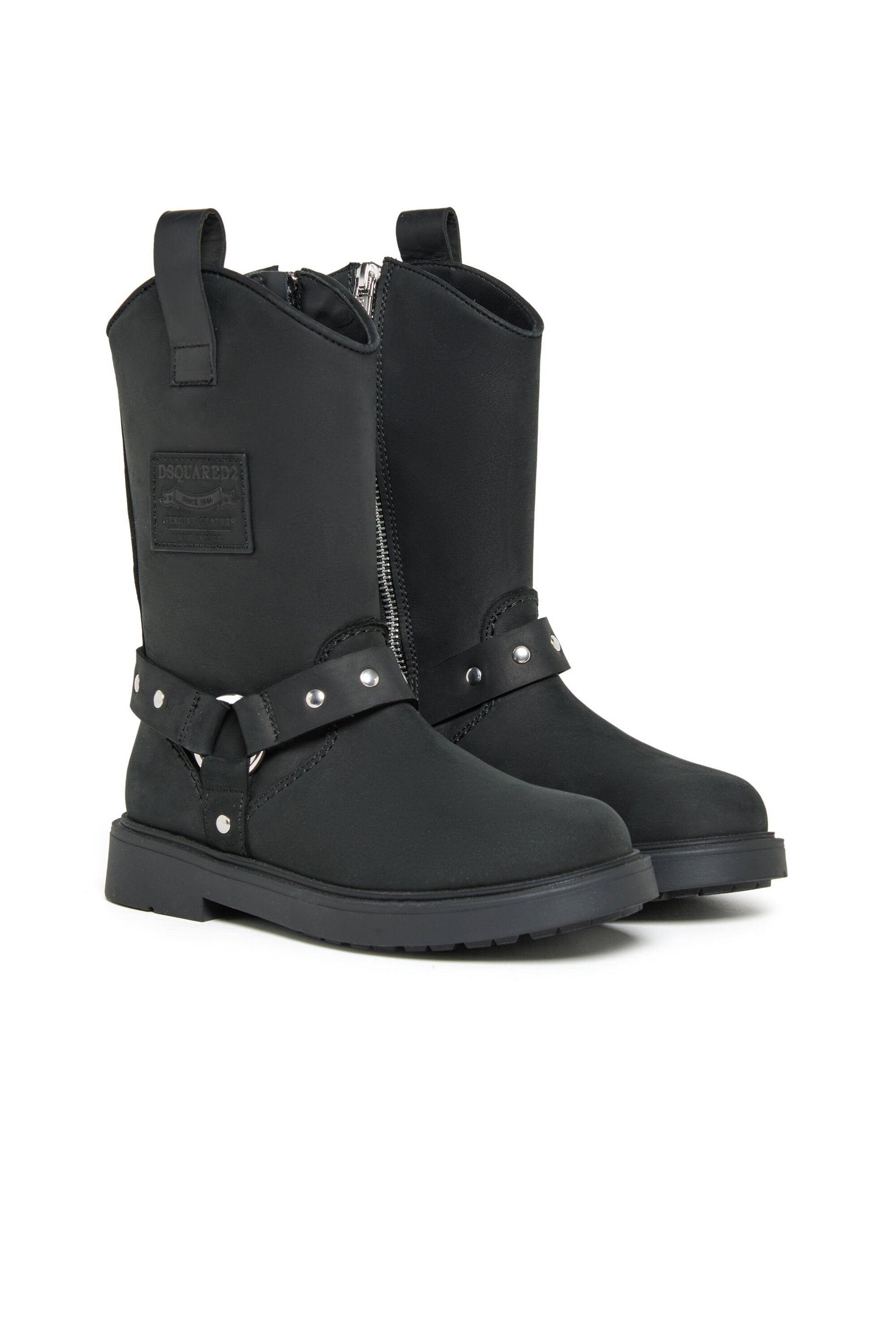 Bottes motardes avec lanières cloutées