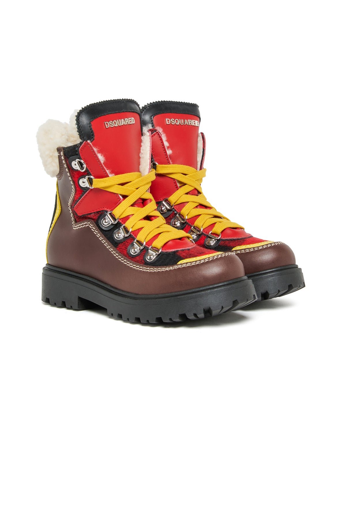 Colorblock-Wanderstiefel aus Leder