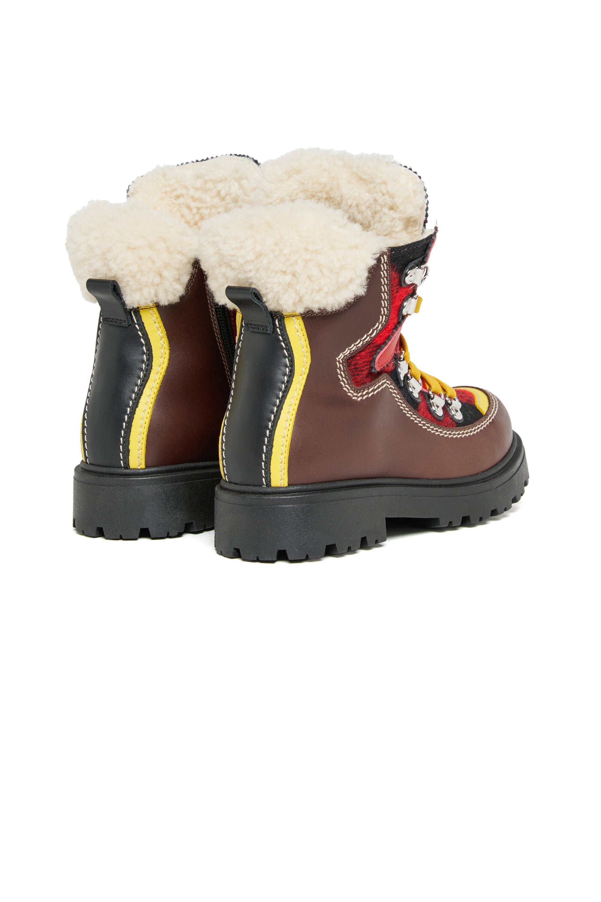 Colorblock-Wanderstiefel aus Leder