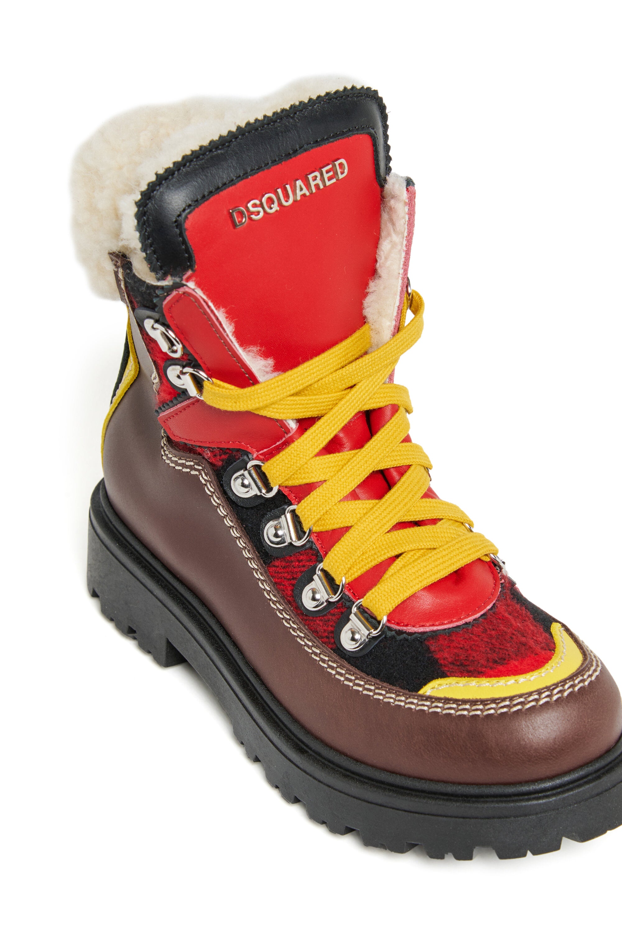 Colorblock-Wanderstiefel aus Leder