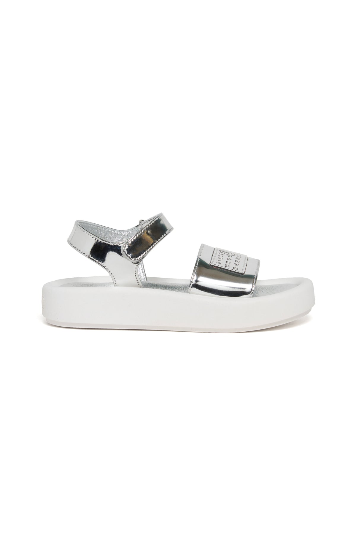 Metallic sandals with logo