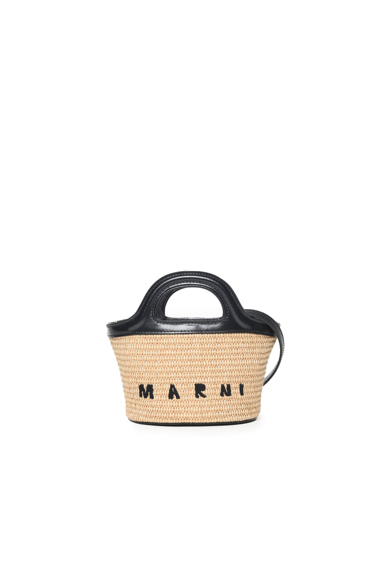 Marni Tropicalia Summer Bag Tropicalia Micro Bags Marni Beige And Lily  Tropicalia Bag In Raffia With Handles, Shoulder Strap And Fabric Lining