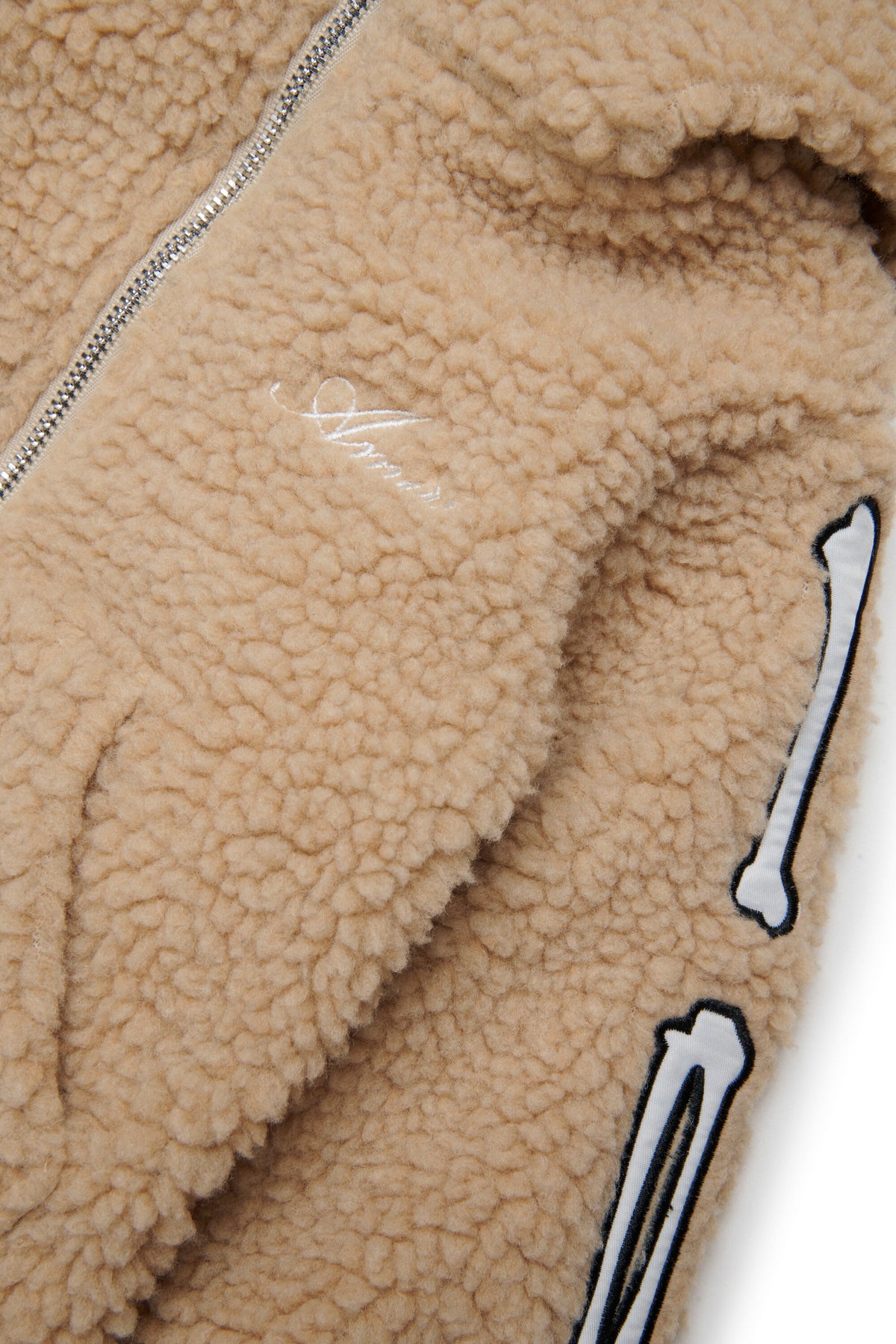 Teddy jacket with logo and bone details