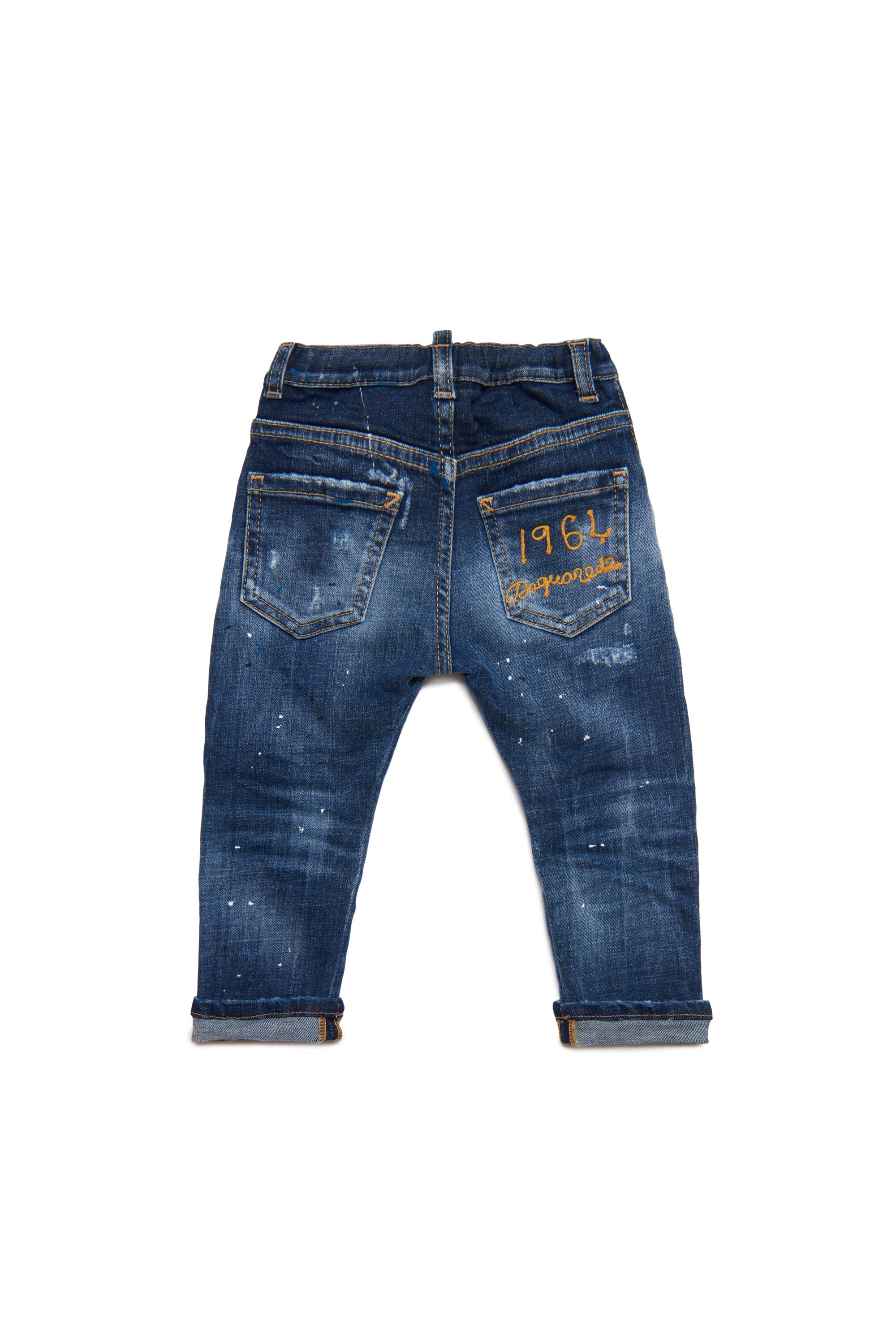 Medium blue shaded jeans with breaks and patches