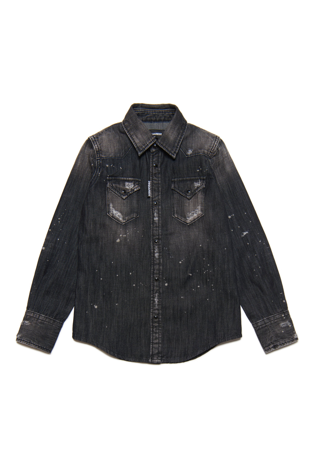 Black shaded denim shirt with tears and stains