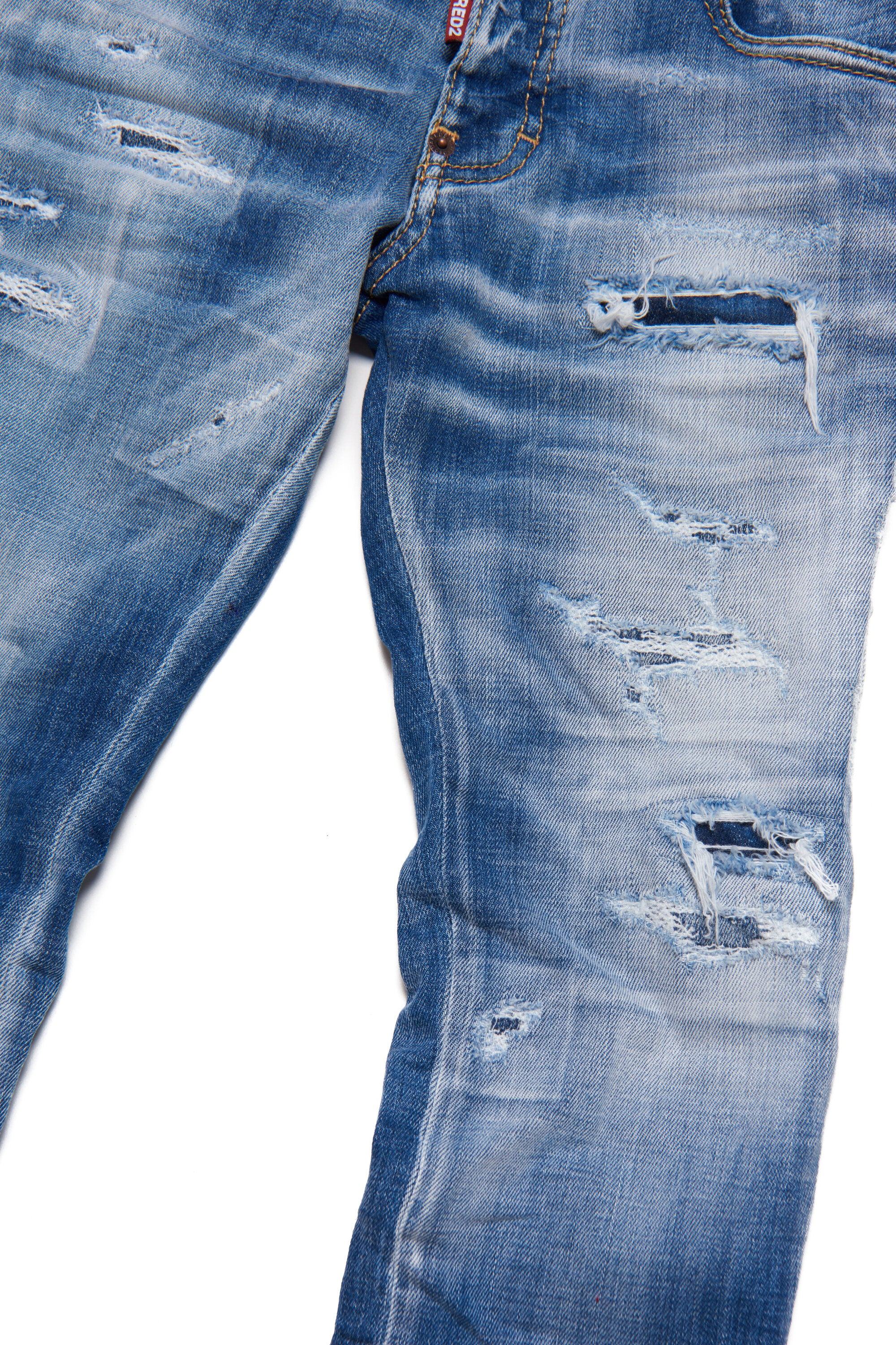 Light blue shaded skinny skater jeans with breaks