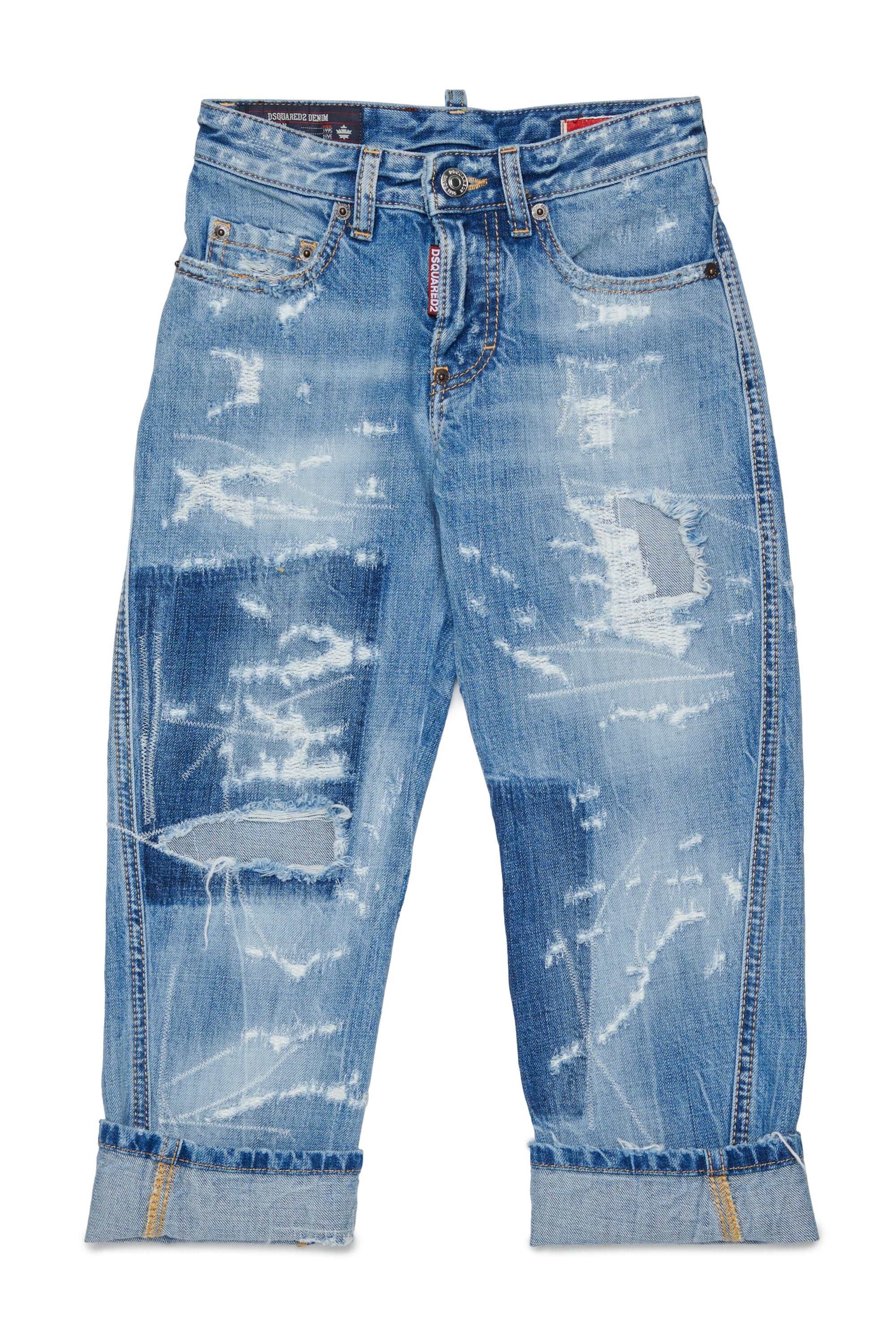 Regular Jeans in hellblauer Waschung - Long Kawaii
