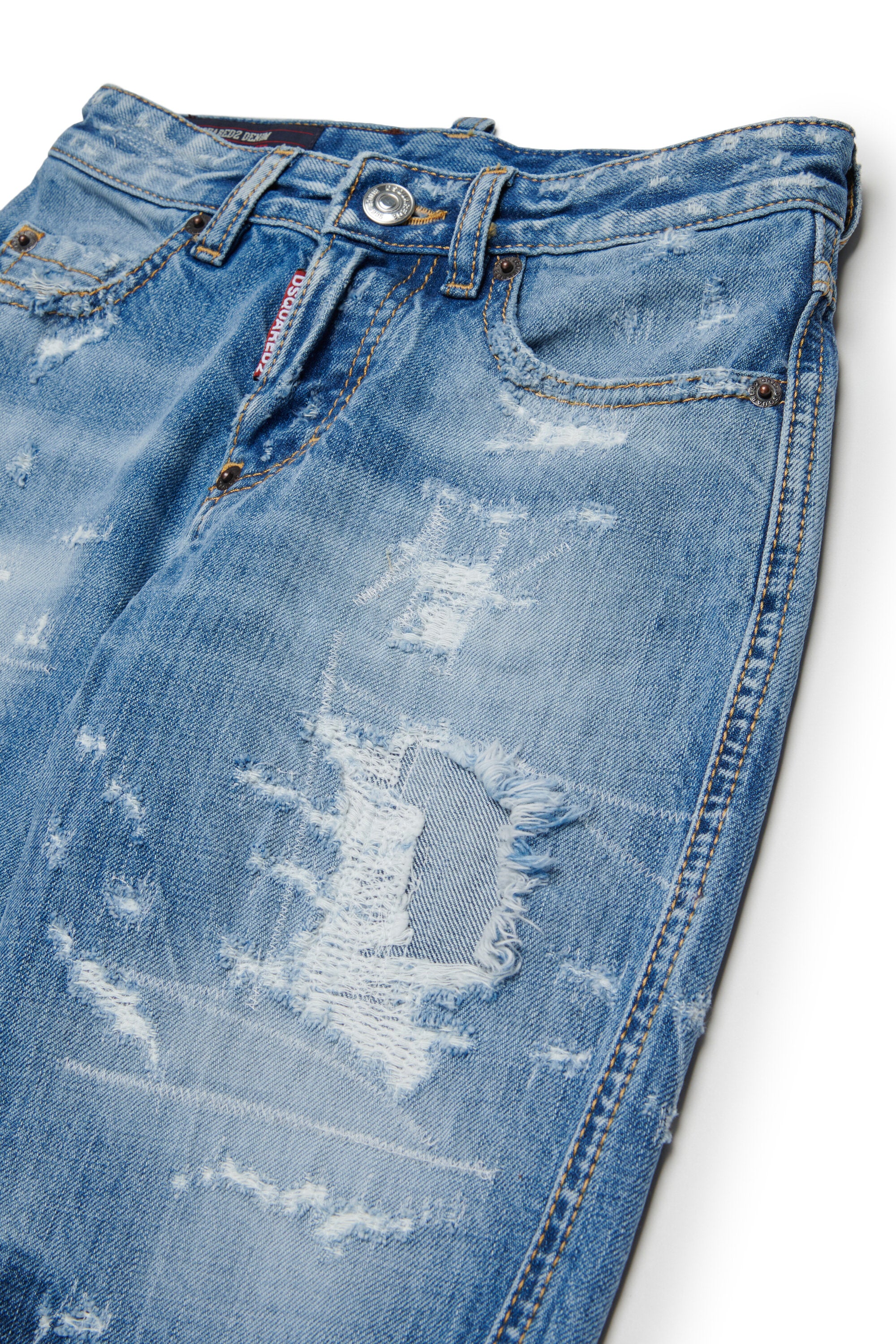 Regular Jeans in hellblauer Waschung - Long Kawaii