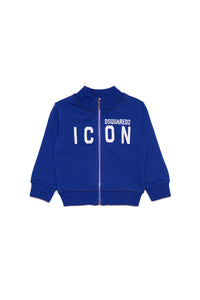 Cotton terry sweatshirt with zip and Icon logo